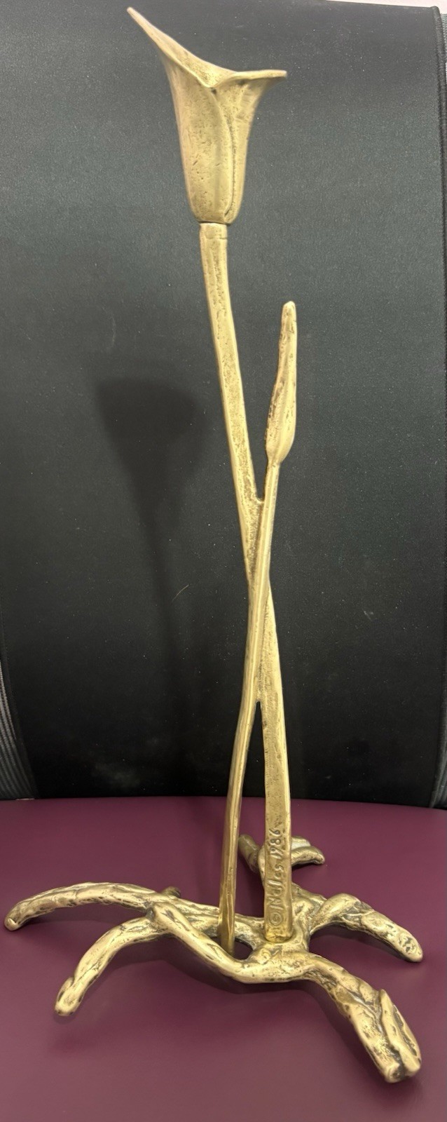 VTG Bronze Or Brass Calla Lily Candlestick Holder Sculpture By Scott Nelles 1986 VTG Bronze Or Brass Calla Lily Candlestick Holder Sculpture By Scott Nelles 1986