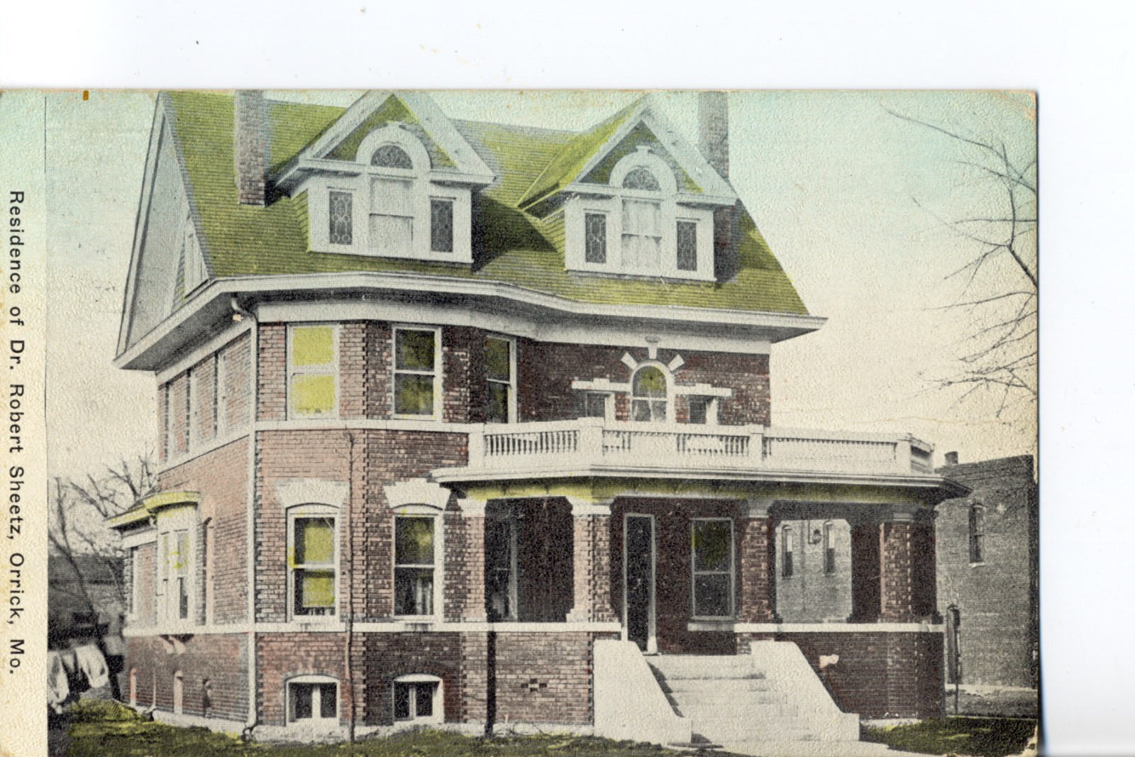 Residence of Dr. Robert Sheetz, Orrick, Mo. Missouri Postcard. Near Liberty
