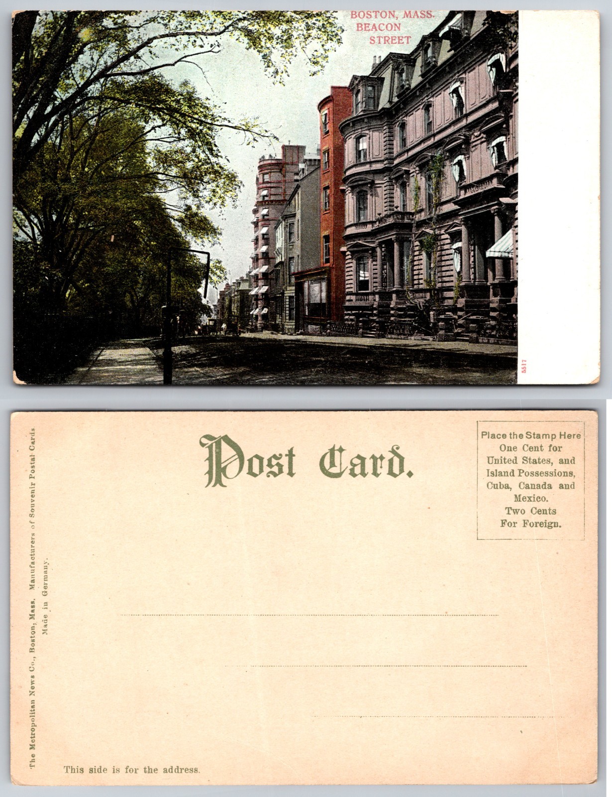 Beacon Street Boston MA Postcard Beacon Street Boston MA Postcard