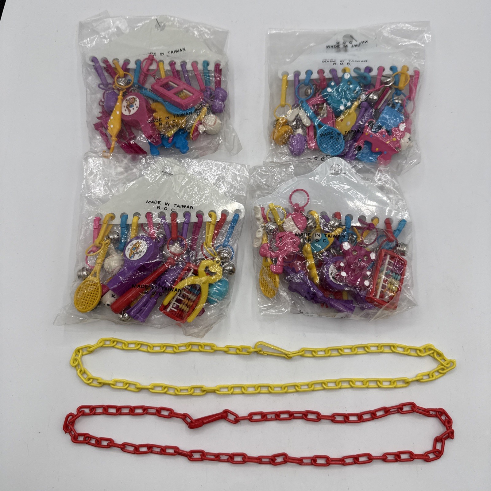 1980\'s NOS NIP 12 Packs Charms 48 Pc NEVER OPENED+TWO PLASTIC CHARM NECKLACES 1980\'s NOS NIP 12 Packs Charms 48 Pc NEVER OPENED+TWO PLASTIC CHARM NECKLACES