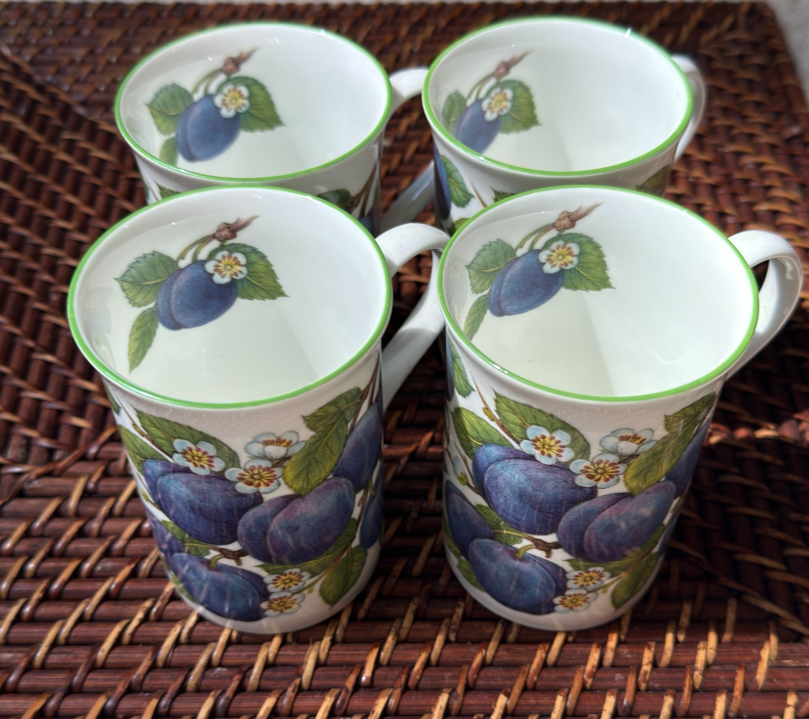 Vintage Crown Trent China Plum Mugs Set of 4 Staffordshire England Fruit Vintage Crown Trent China Plum Mugs Set of 4 Staffordshire England Fruit