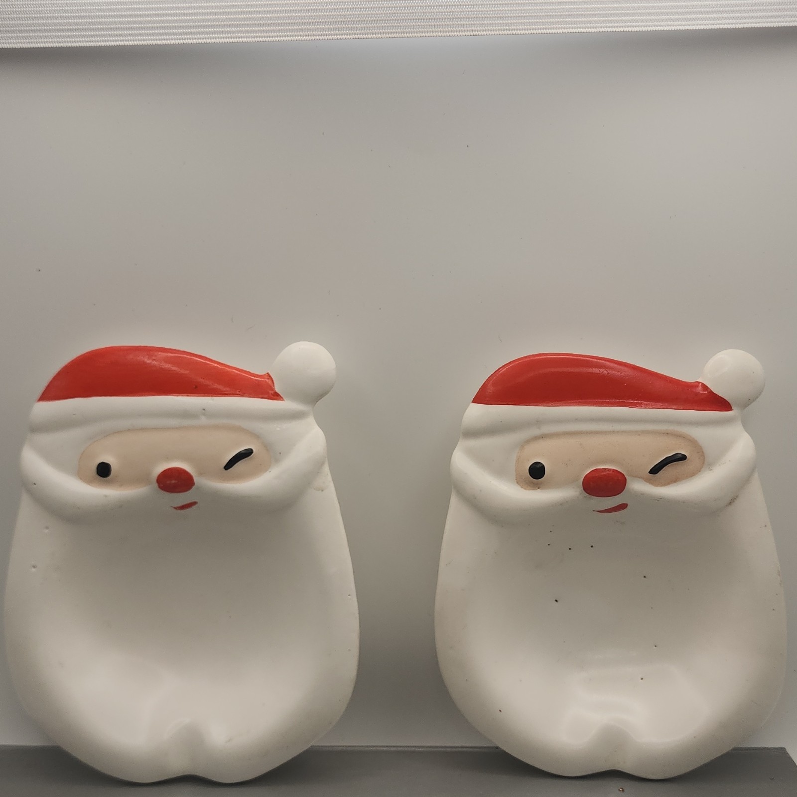 Vtg NAPCO WINKING SANTA Trinket Dish KX2699. Lot of 2 CHRISTMAS RETRO MCM EUC