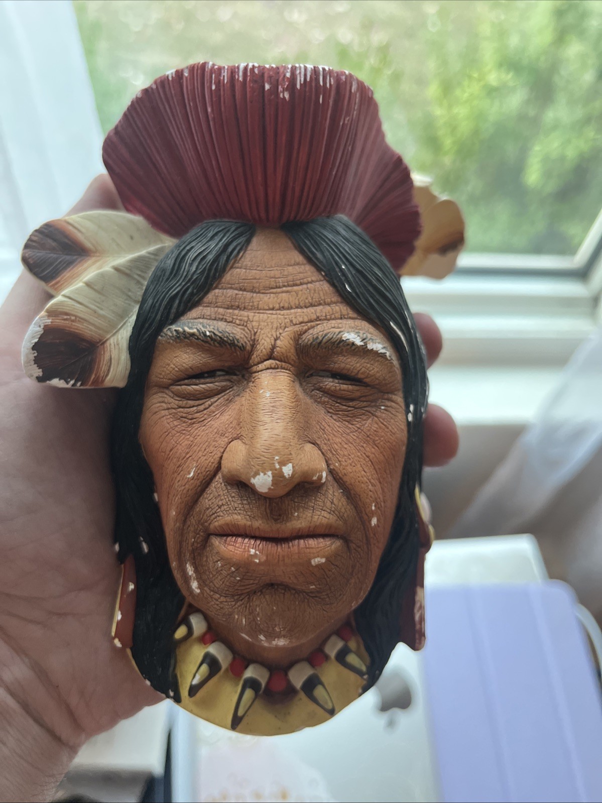 Bossons Chalkware Wall Decor Head Native American Tecumseh Indian Chief Vtg 1966