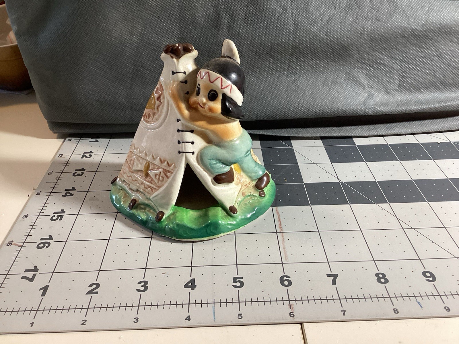 Vintage 1950s Shafford Japan Indian Chief Ashtray Hand Painted Ceramic
