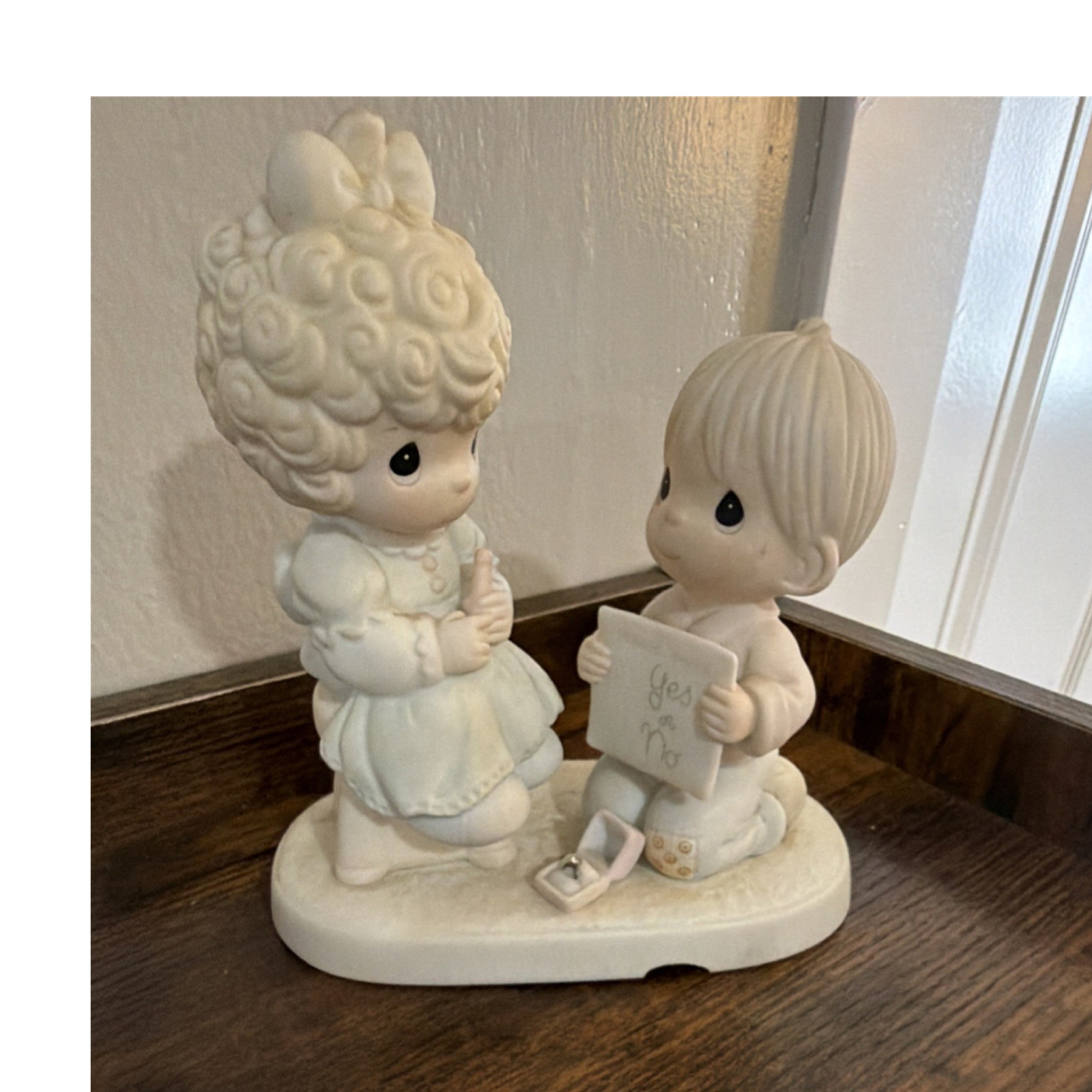 Precious Moments Porcelain Boy & Girl Couple Figurine White Matte 1980s 3D Precious Moments Porcelain Boy & Girl Couple Figurine White Matte 1980s 3D