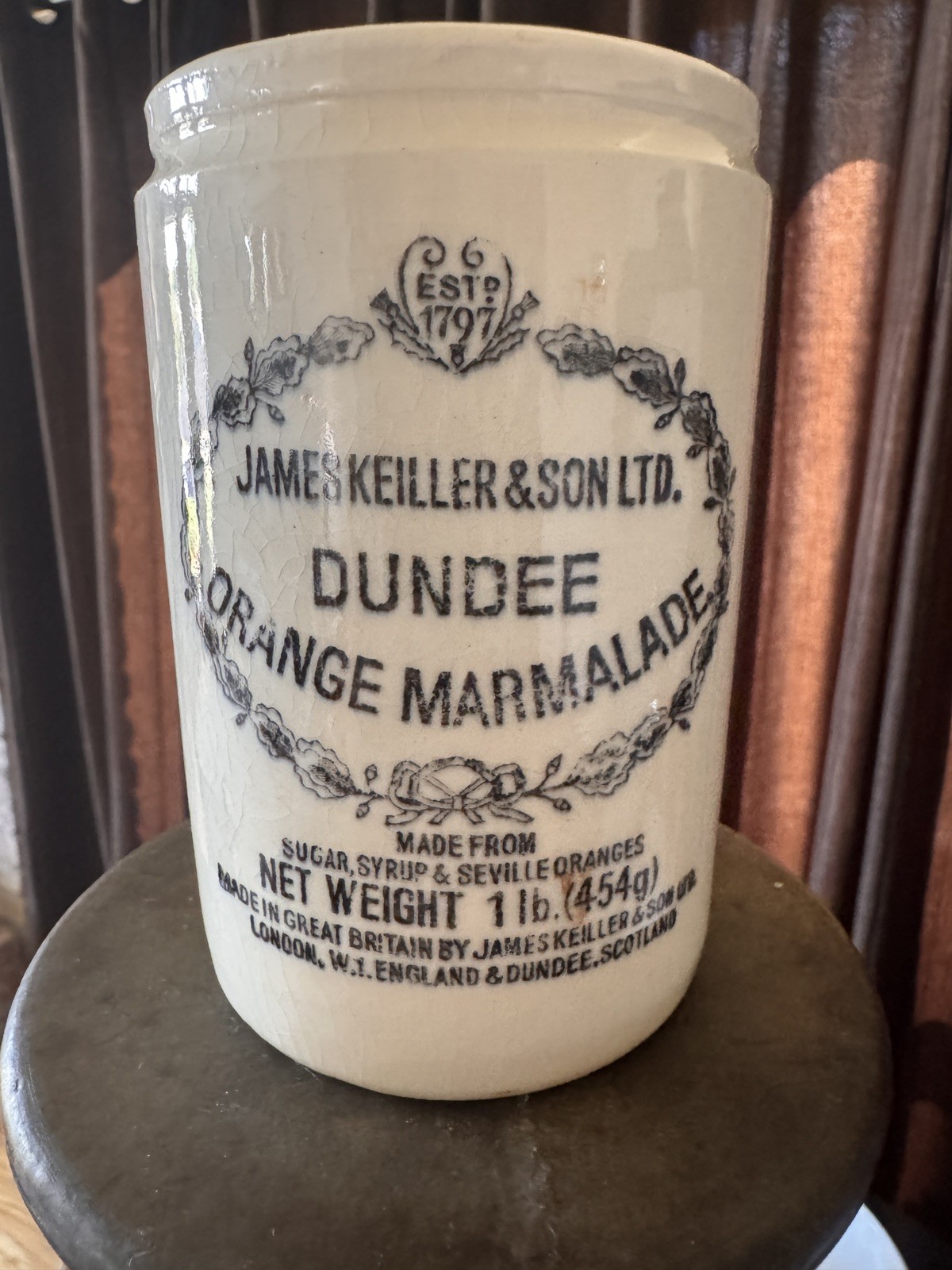 Antique James Keiller & Son Ltd Dundee Orange Marmalade Stoneware Jar Pot UK