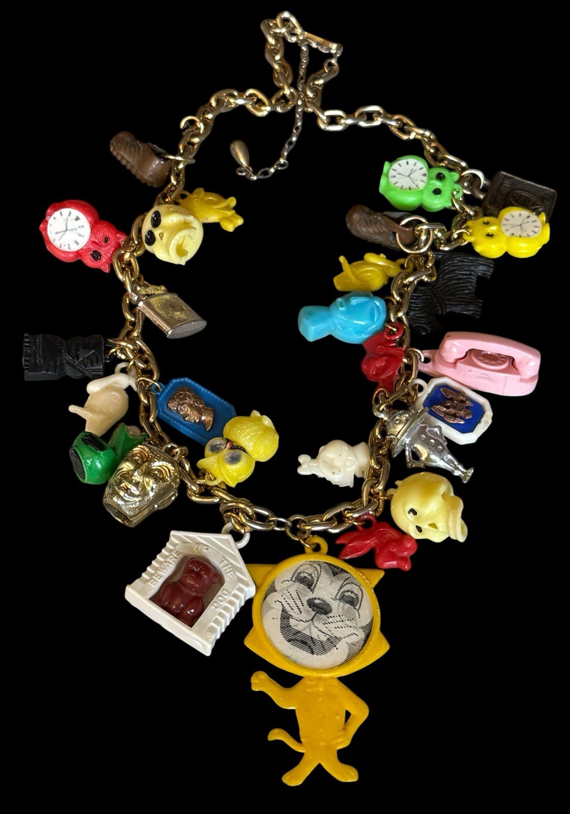 Antique/Vintage Cracker Jack Toy Prize Necklace Some Rare Charms 22” Antique/Vintage Cracker Jack Toy Prize Necklace Some Rare Charms 22”