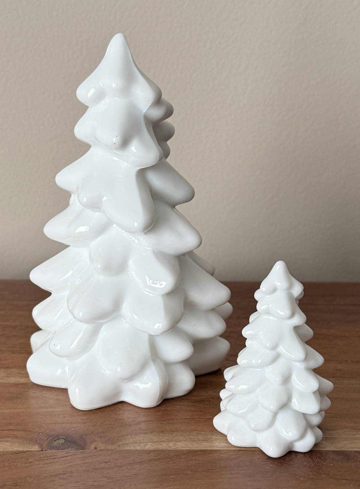 Mosser Glass Christmas Holiday Tree Set - 2 sizes - MILK GLASS Holiday Decor
