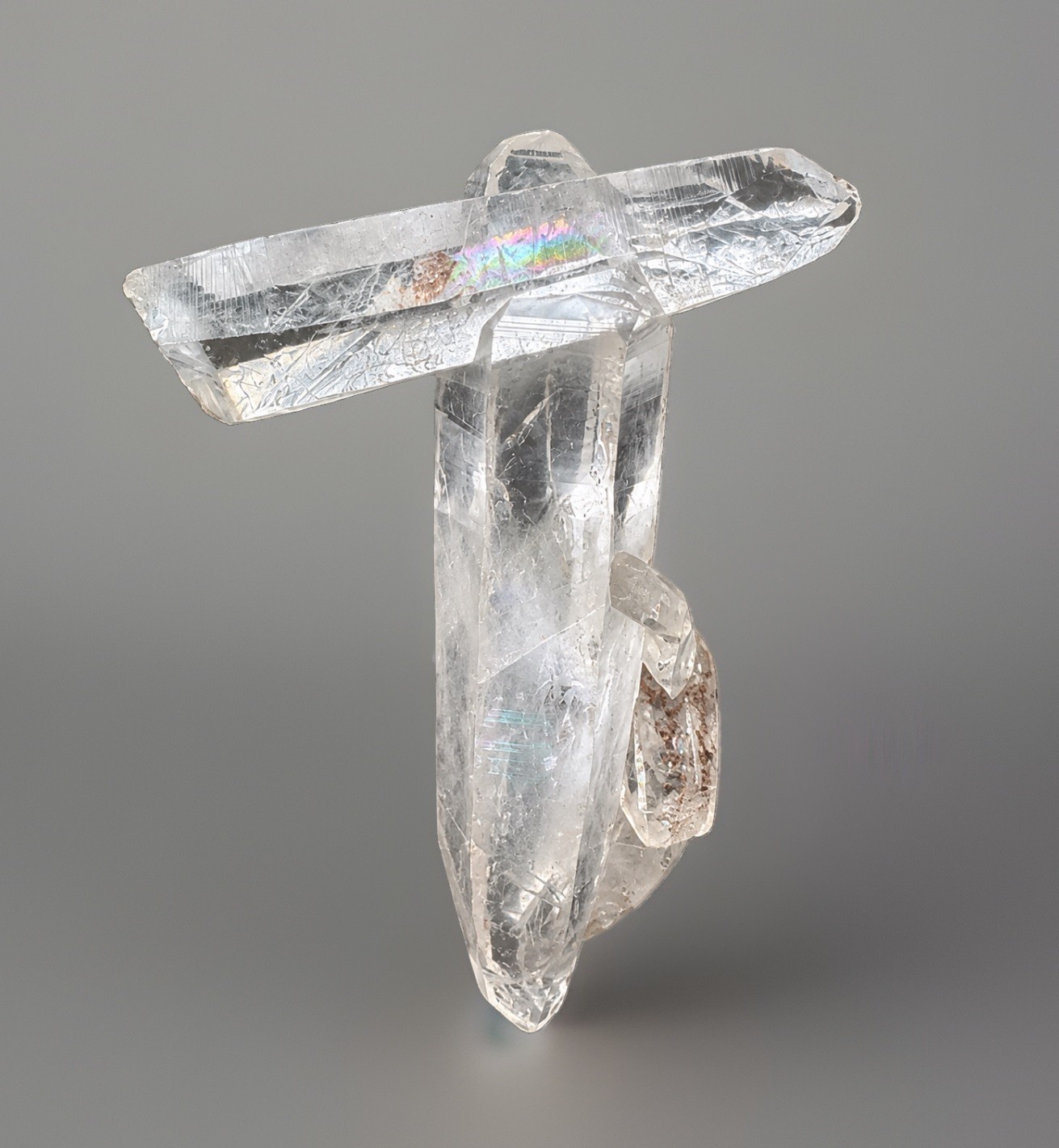 “Crossing Light” Colombian Lemurian Intergrown Rainbow Akashic Quartz Crystal