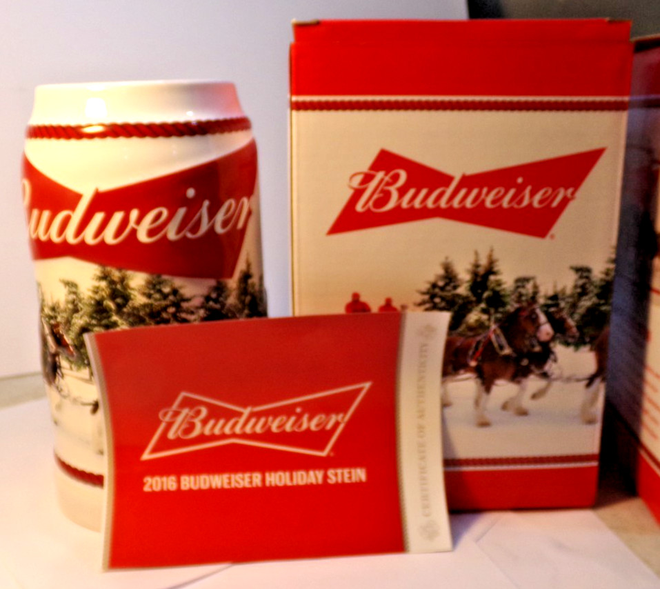 BUDWEISER Stein 2016 A DECEMBER EXCURSION 36th Anniversary New in Box + COA