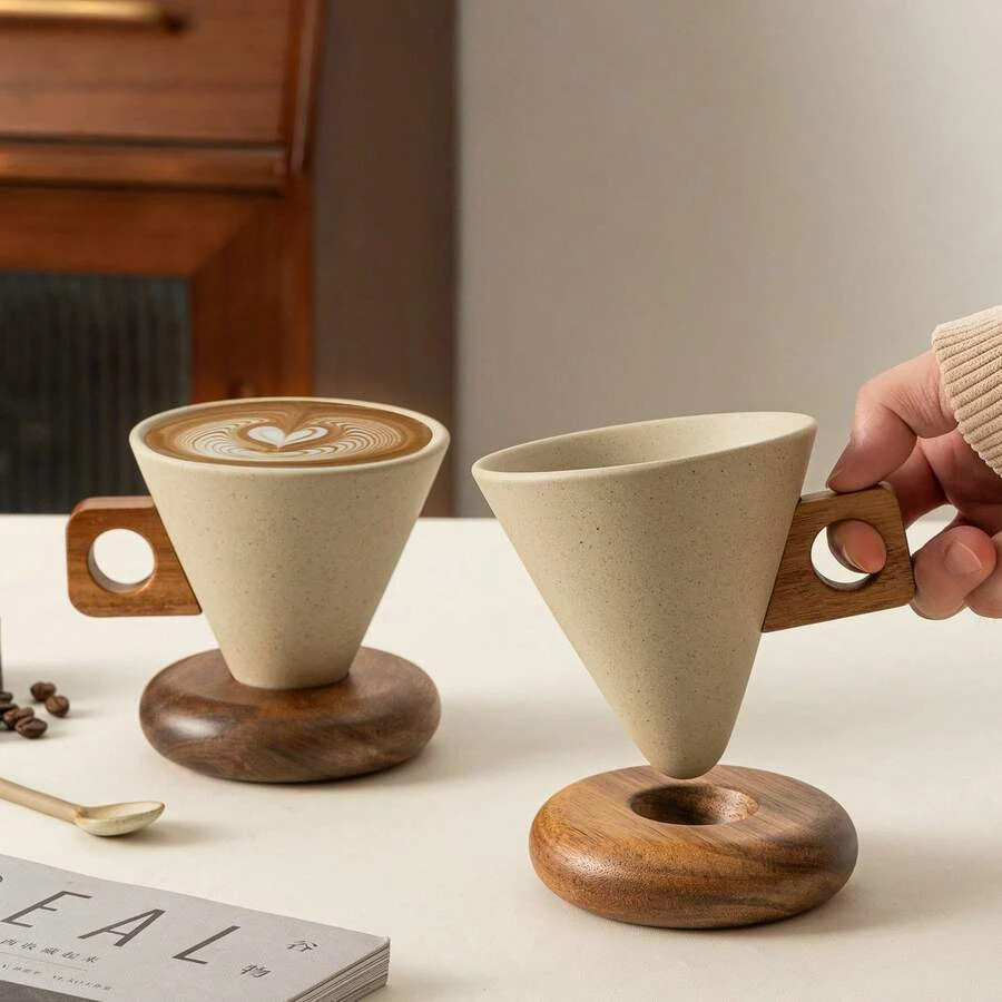 Vintage Ceramic Coffee Mug And Saucer Set For Home