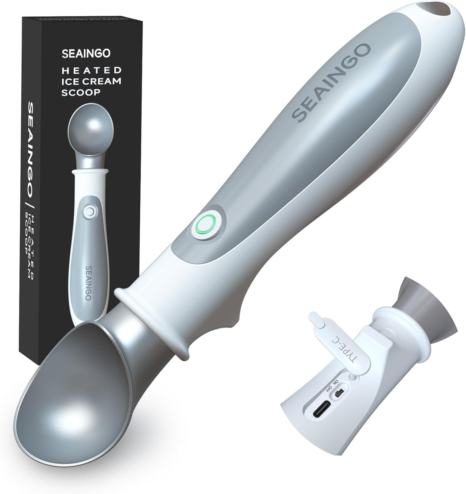 Heated Ice Cream Scoop Electric Rechargeable Nonstick Gelato Spoon with Safety Heated Ice Cream Scoop Electric Rechargeable Nonstick Gelato Spoon with Safety
