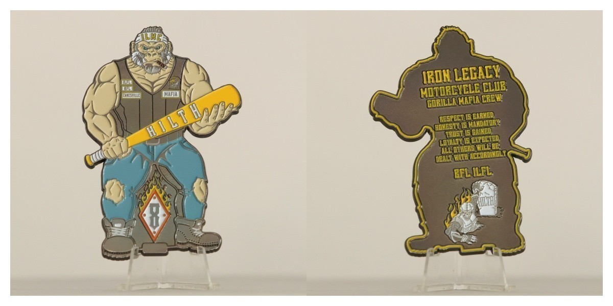 Iron Legacy Motorcycle Club Gorilla Mafia Crew Challenge Coin  1#18