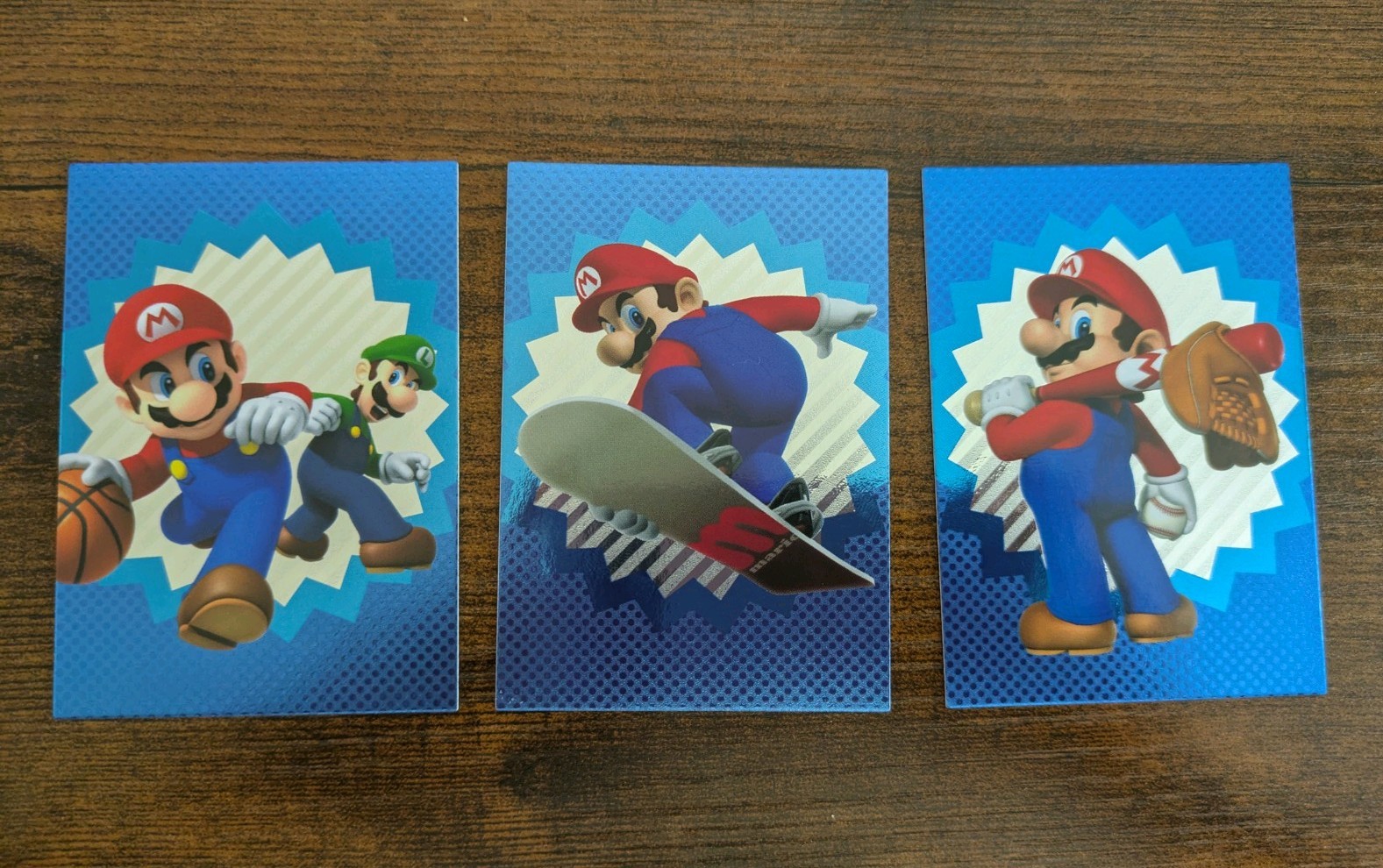 Lot - 3 Cards 2022 Panini Super Mario Bros Sport Cards Mario Blue Foil