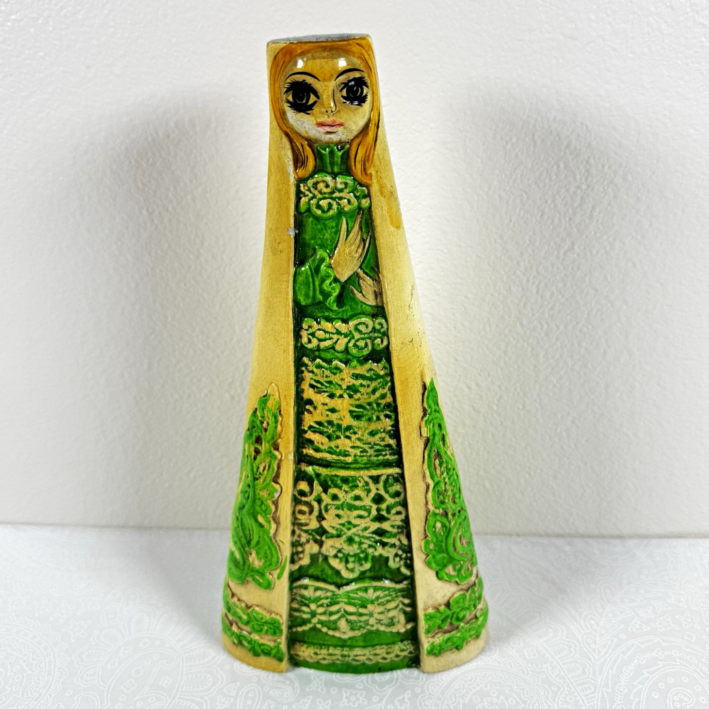 Vtg 1960s Japan Paper Mache Big Eye Lady Candle Holder Mid Century Folk Art Girl Vtg 1960s Japan Paper Mache Big Eye Lady Candle Holder Mid Century Folk Art Girl