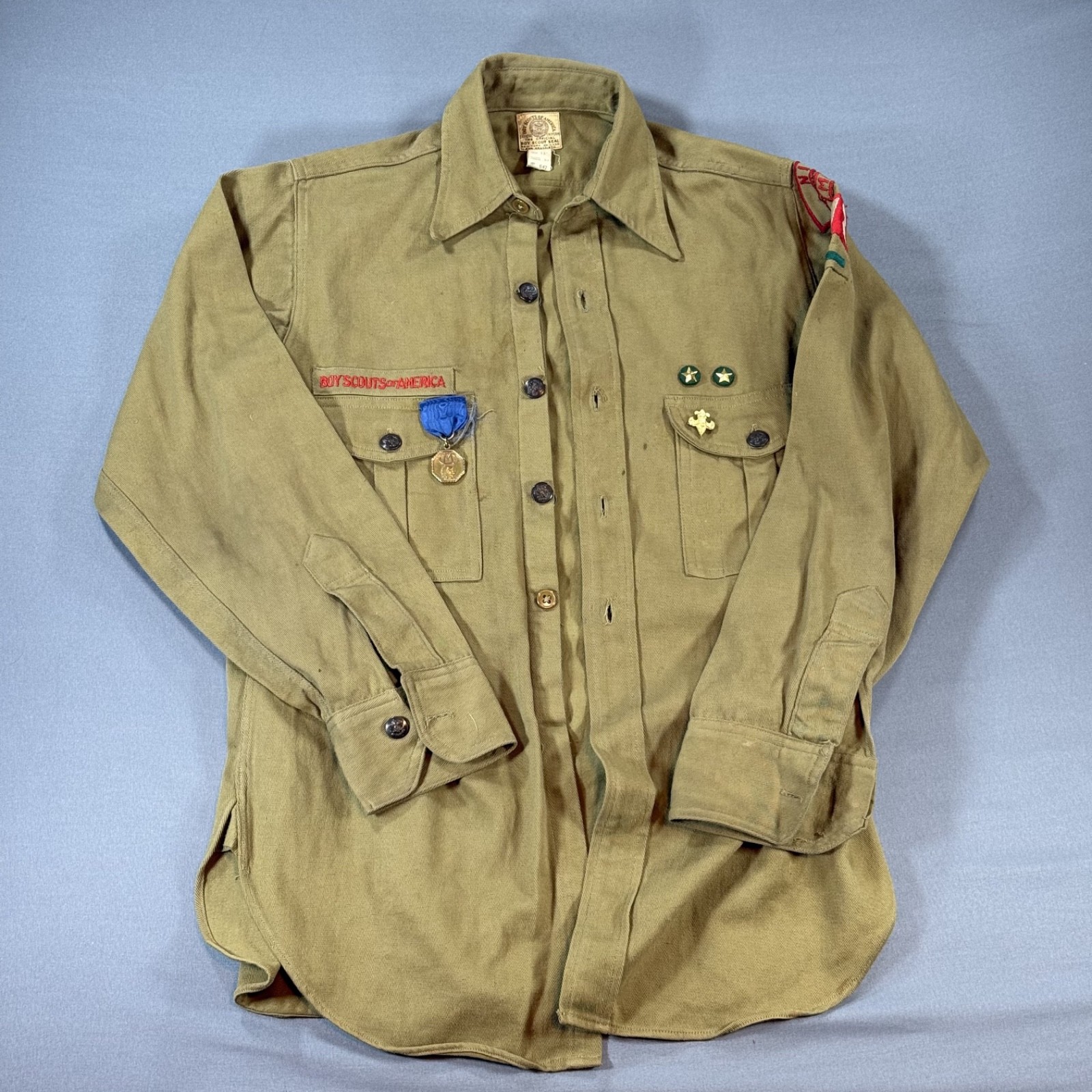 Vintage 30's or 40's BSA Boy Scouts Uniform Shirt With Patches Niles Mich. Medal