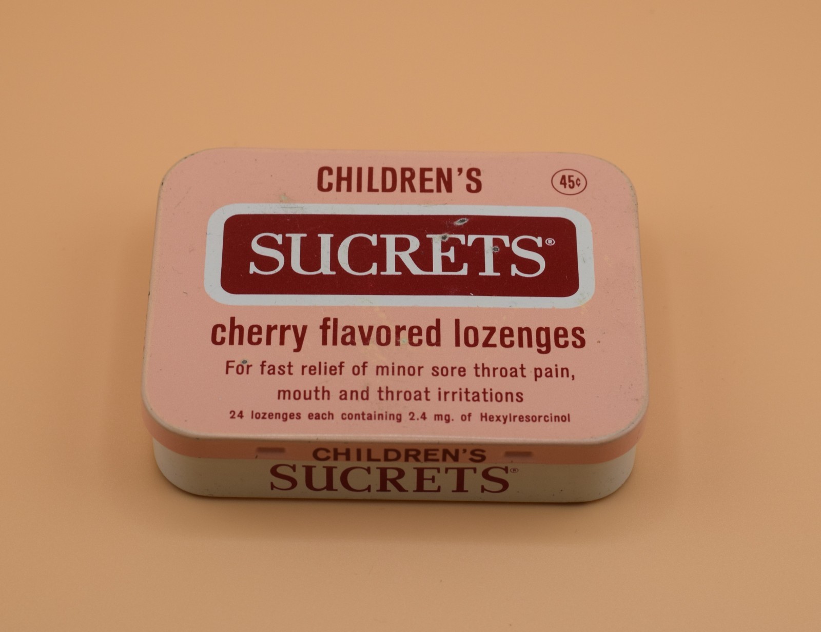 VINTAGE TIN SUCRETS CHILDRENS CHERRY FLAVORED LOZENGES