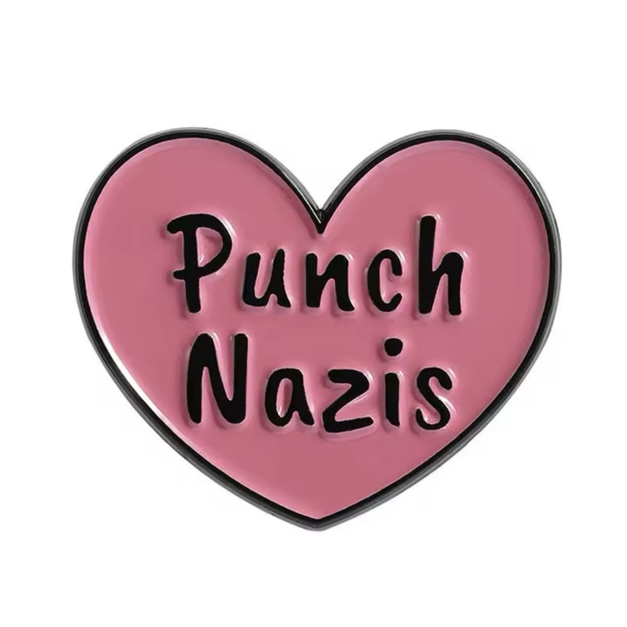 Punch Nazis Heart Enamel Pin - Kiss With A Fist - Bash The Fash - Antifa In Pink