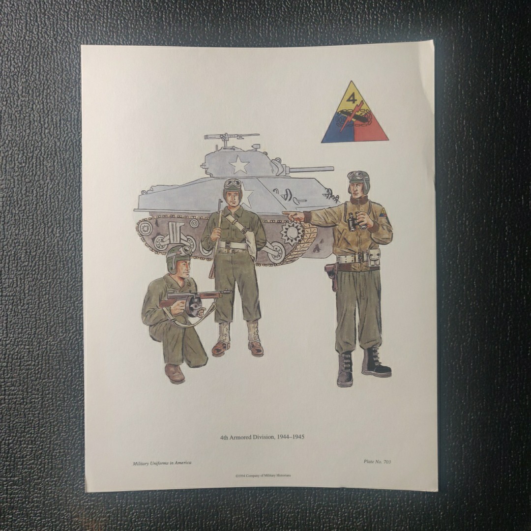 Plate 703 Military Uniforms in America 4th Armored Division, 1944-1945	