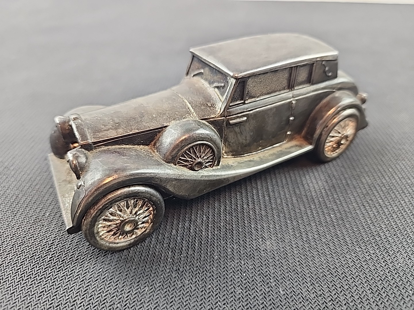 Vintage 1937 Rolls Royce Silver Tone Metal Car Coin Piggy Bank