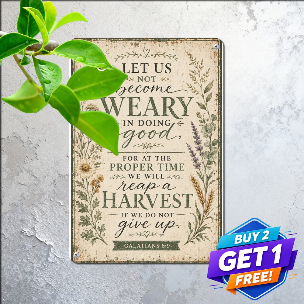Scripture Floral Faith Quote Tin Sign Uplifting Spiritual Metal Plaque 8x12 Inch