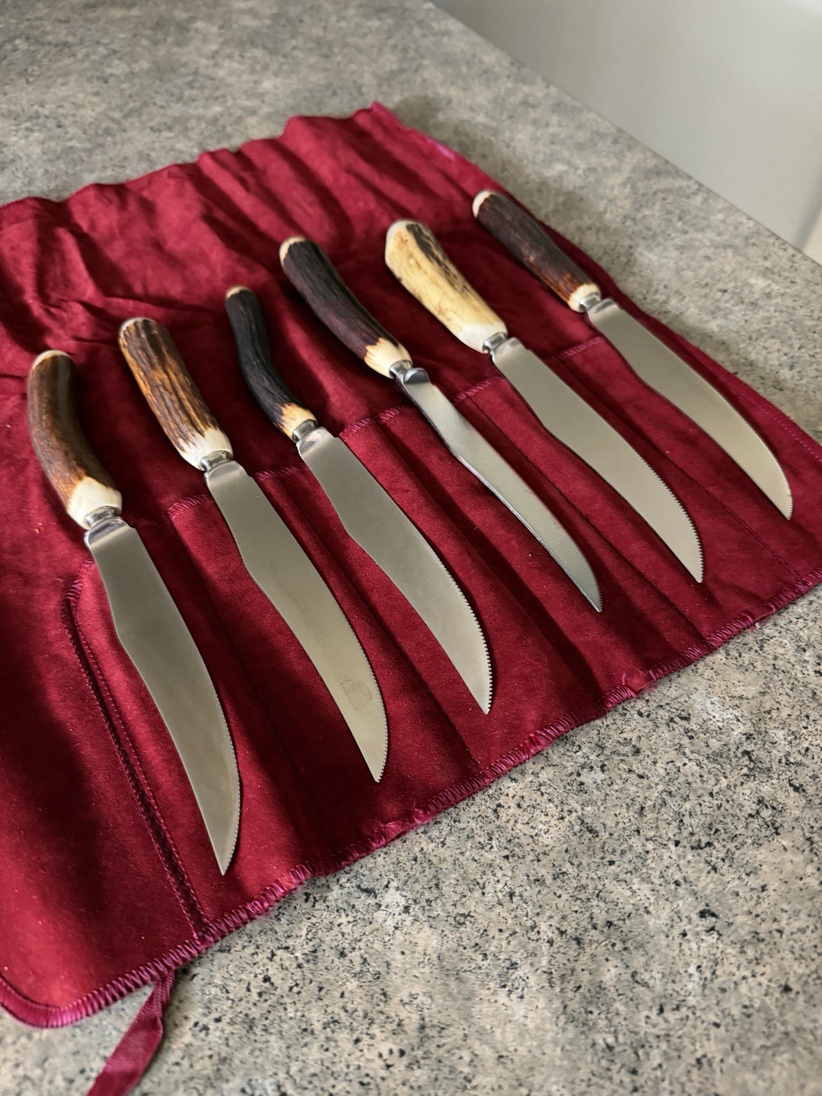 Vintage Hoffritz Stainless Genuine Stag/Antler Handle Steak Knives Set England