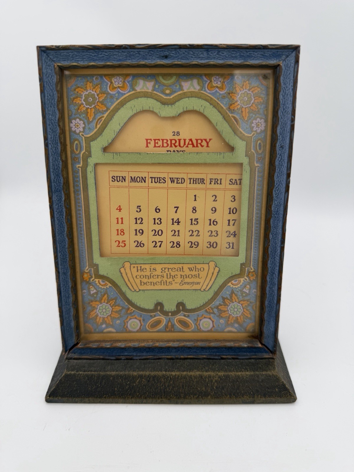 Vtg 1920-30s Perpetual Calendar Art Deco Design-Emerson Quote- All Inserts Inc.