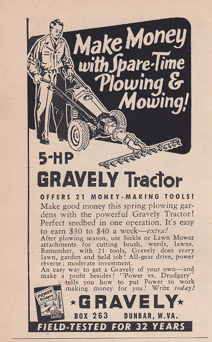 1953 Gravely: Make Money With Spare Time Plowing and Mowing Vintage Print Ad 1953 Gravely: Make Money With Spare Time Plowing and Mowing Vintage Print Ad