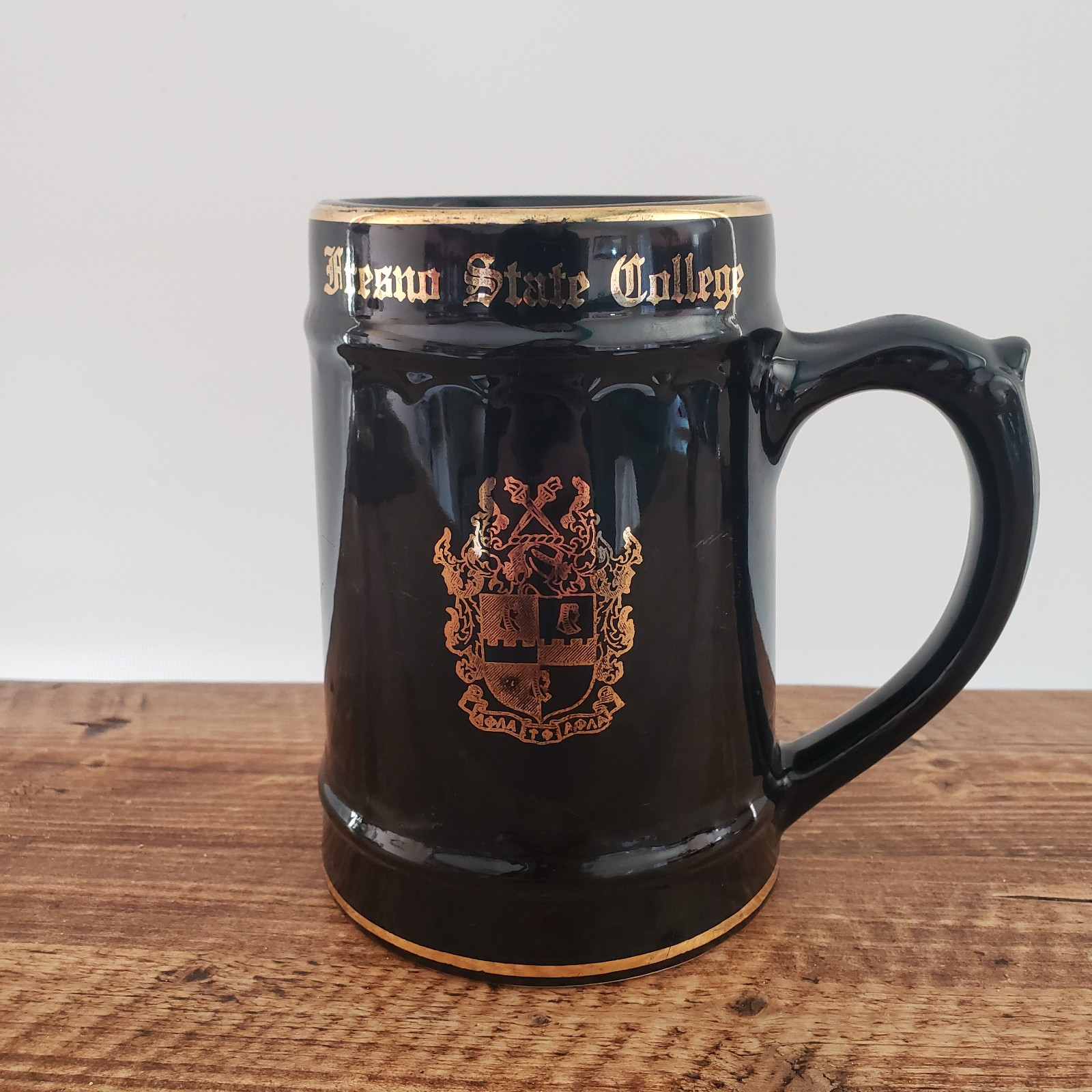 Vintage Fresno State College Glass Stein Mug California 