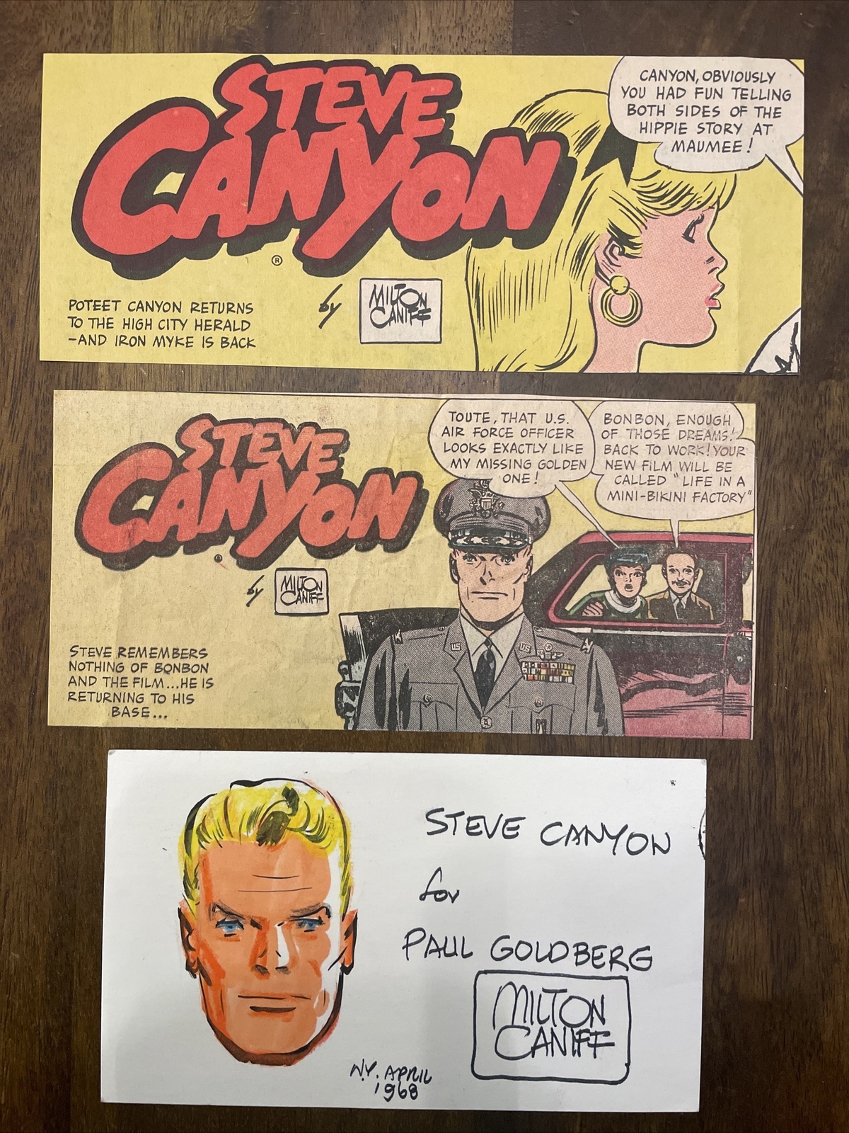 RARE Milton Caniff Cartoonist Original Hand Drawn Comic Art Sketch Signed 1968