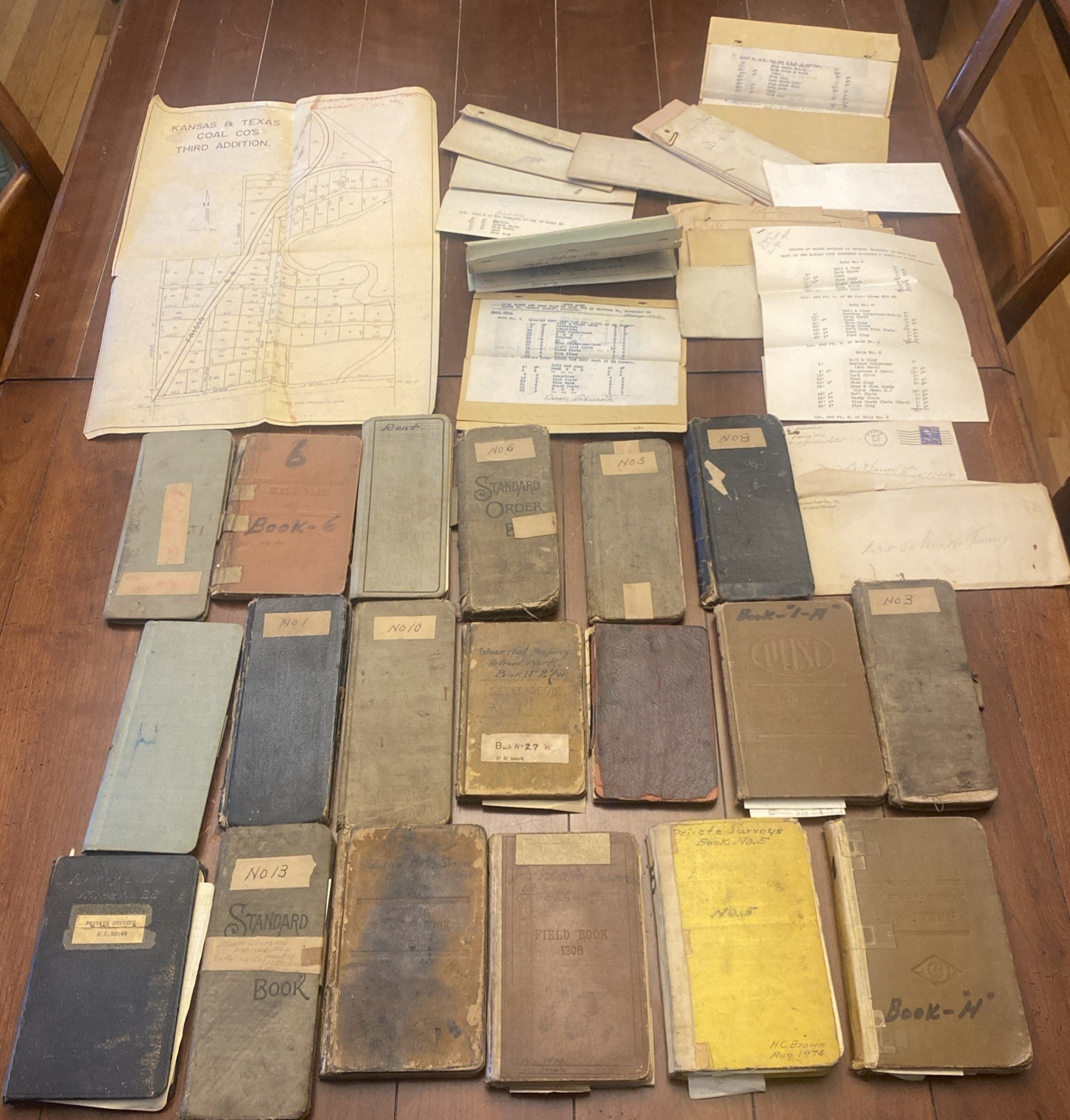 BIG Antique Lot 19 Ledgers Coal Mining Surveys SE Kansas MO 1913-1970 & 1906 RR BIG Antique Lot 19 Ledgers Coal Mining Surveys SE Kansas MO 1913-1970 & 1906 RR