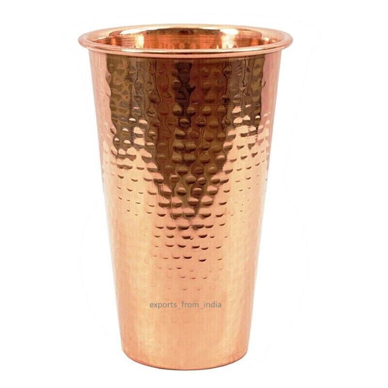 Pure Copper Drinking Tumbler Hammered Water Glass Ayurveda Health Benefits 400ML