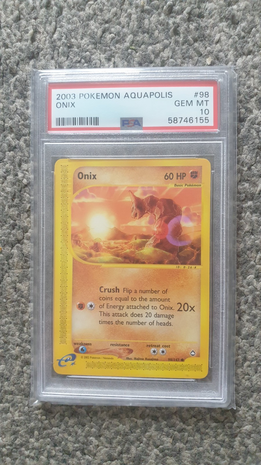 POKEMON CARD 2003 AQUAPOLIS ONIX #98 GRADED PSA 10 POKEMON CARD 2003 AQUAPOLIS ONIX #98 GRADED PSA 10