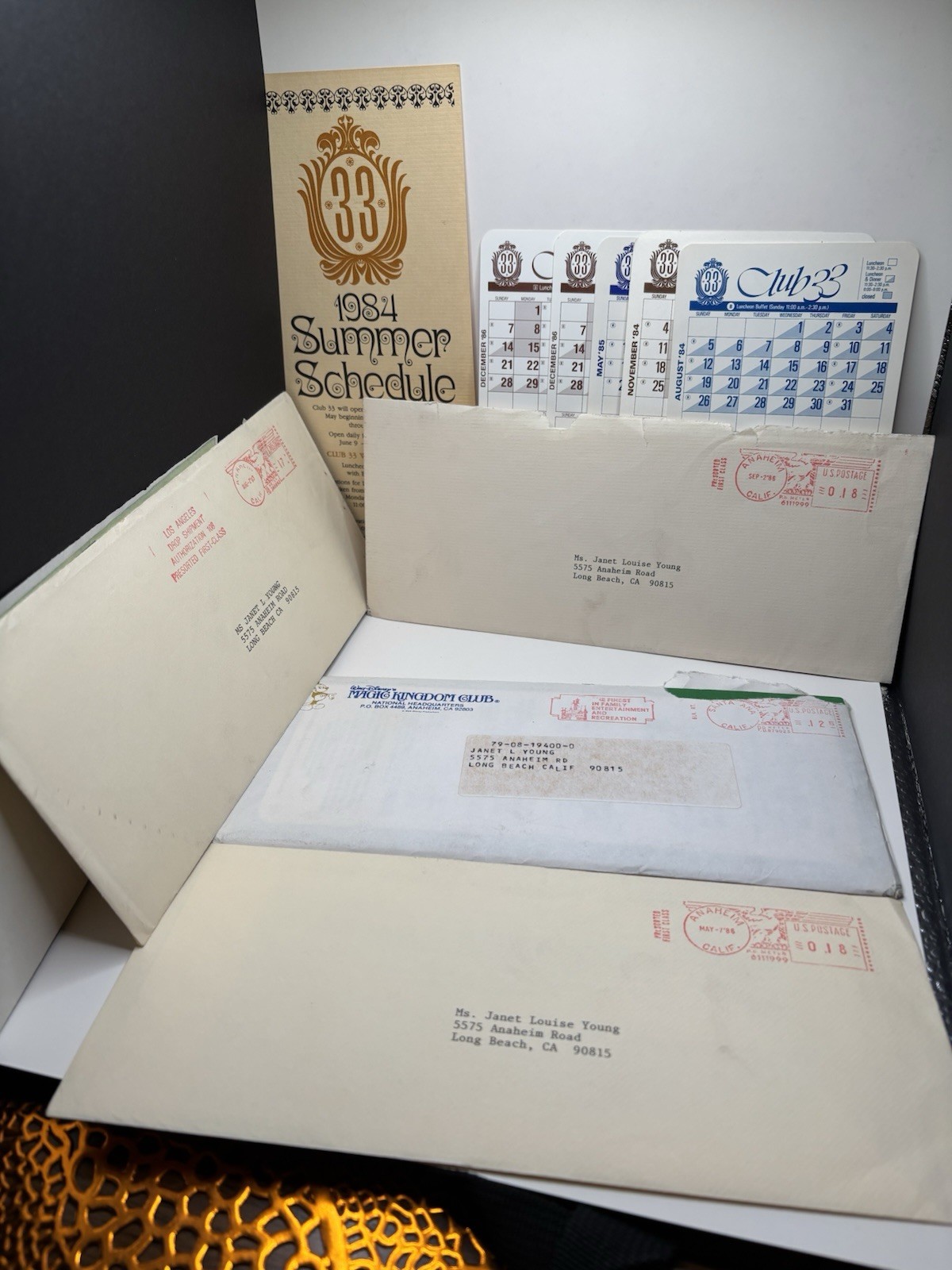 Vintage Disneyland Club 33 1983-1987 Archive Signed Letters Receipts Folder