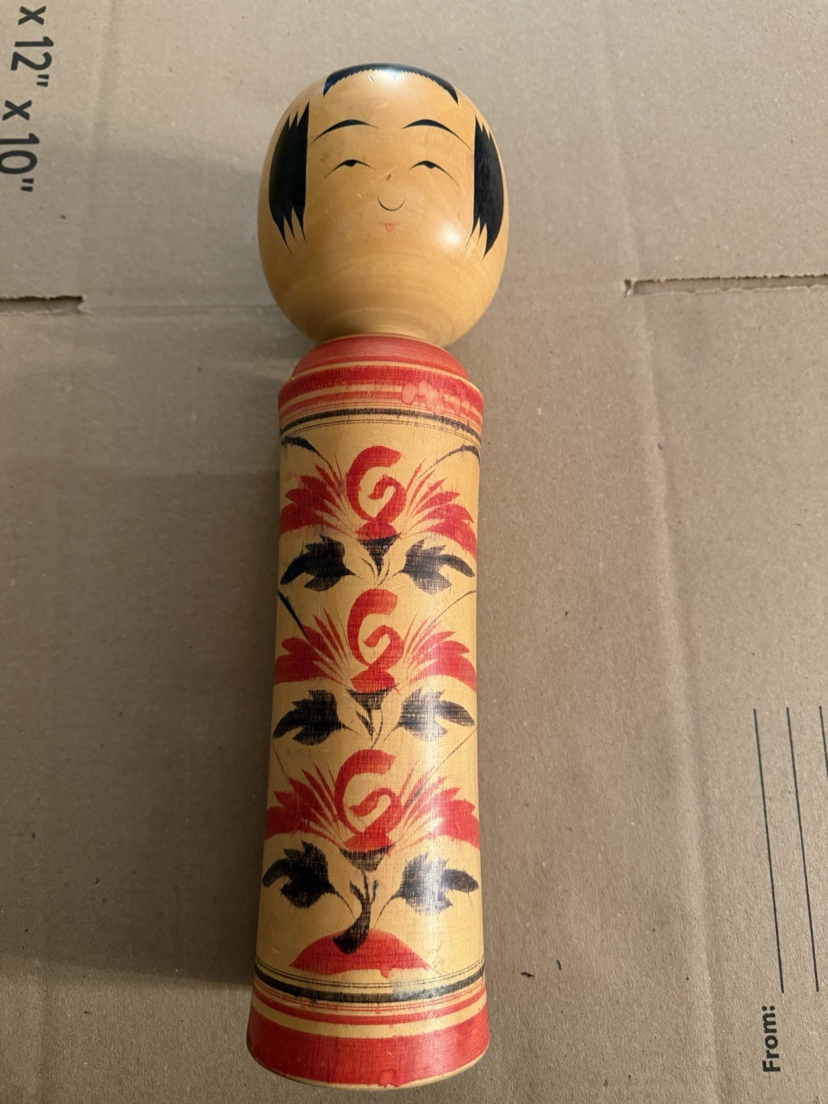 Vintage Large Japanese Hand Carved Kokeshi Doll-14.25”  Tall