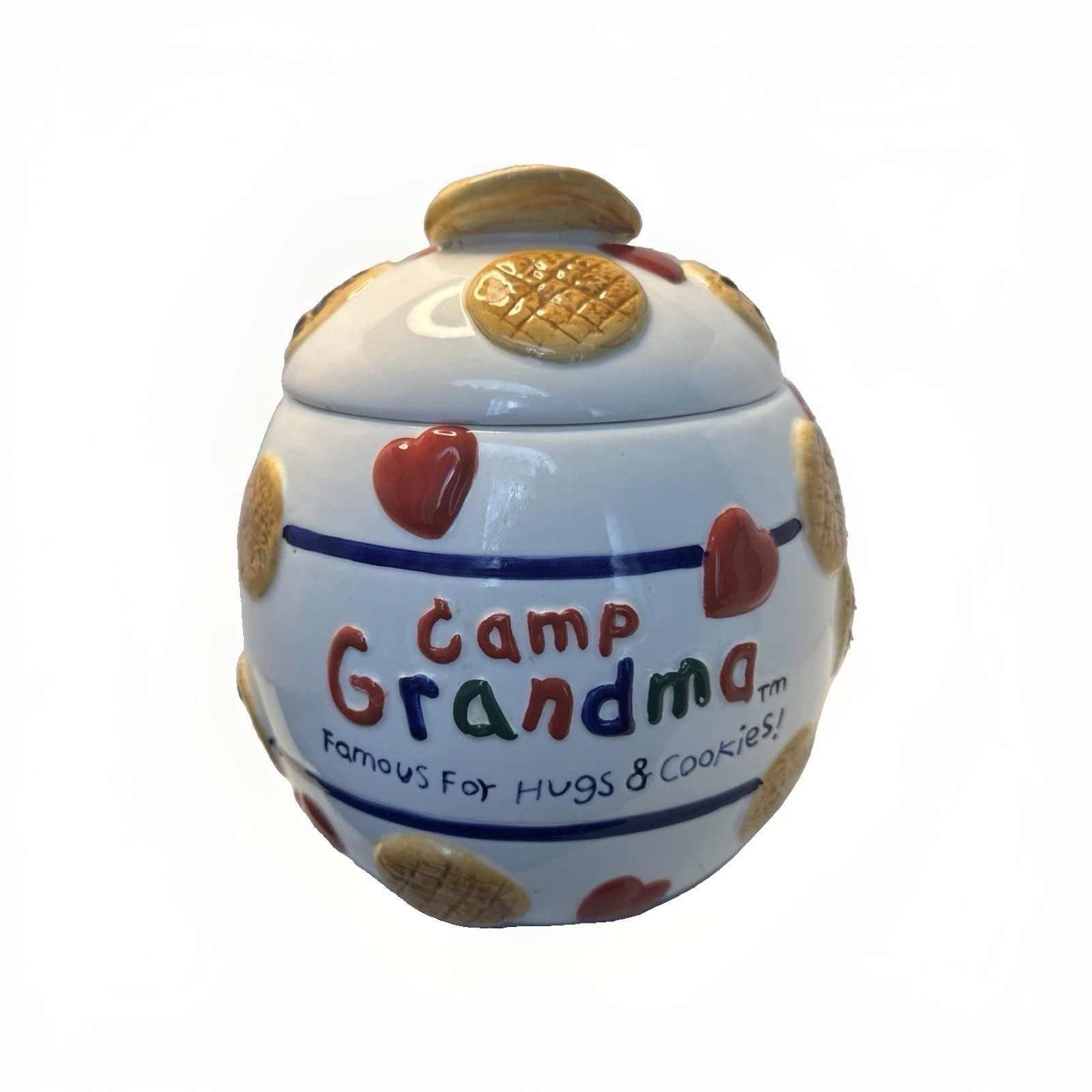 VTG Camp Grandma Cookies Hearts All Over Vintage Y2K 2000s Ceramic Cookie Jar VTG Camp Grandma Cookies Hearts All Over Vintage Y2K 2000s Ceramic Cookie Jar