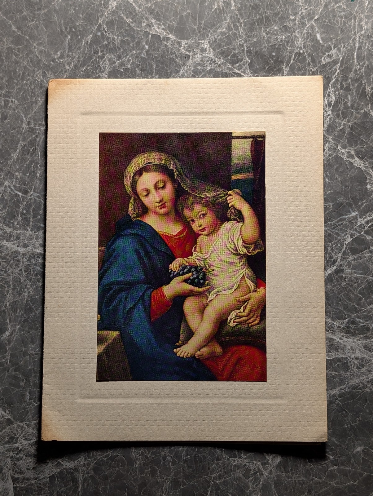 Christmas Card Vintage 1940s Madonna Child Art Print Religious