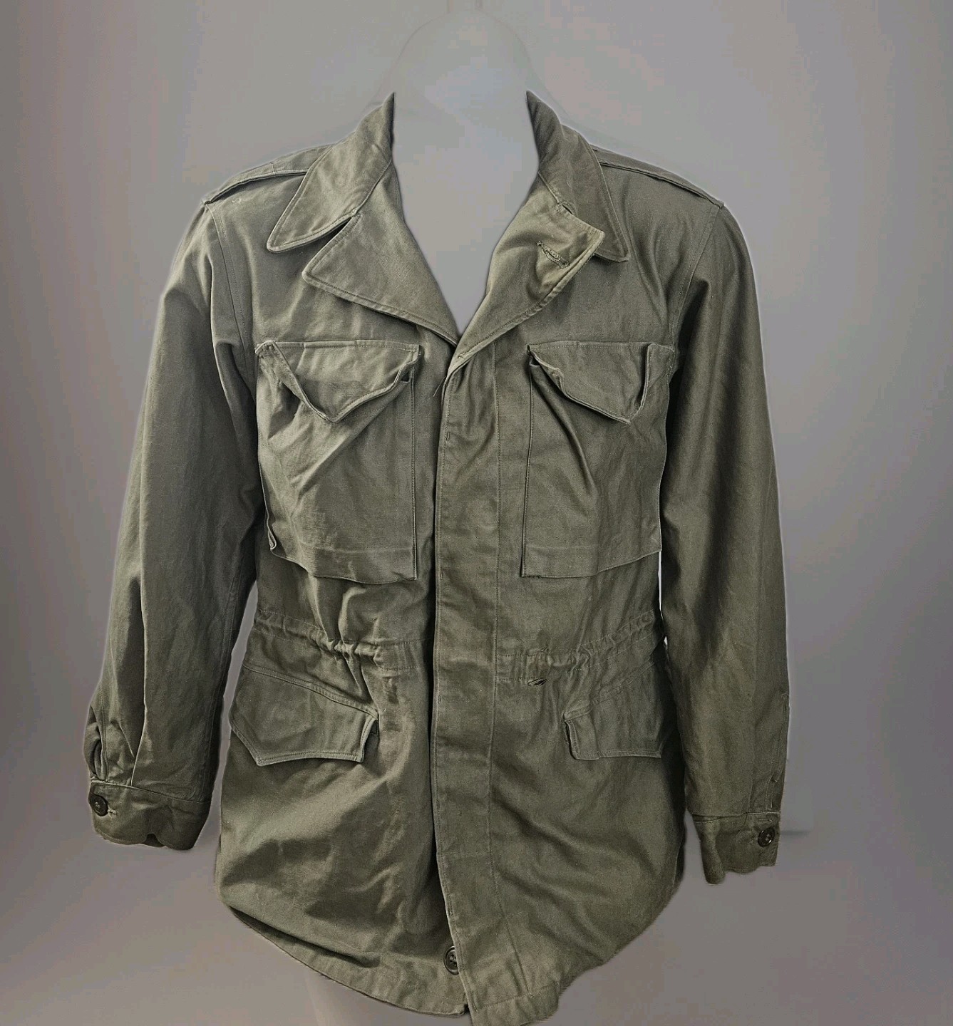 Vintage 40s WWII WW2 US Army M-1943 Field Jacket Size 36 M1943 Green Military