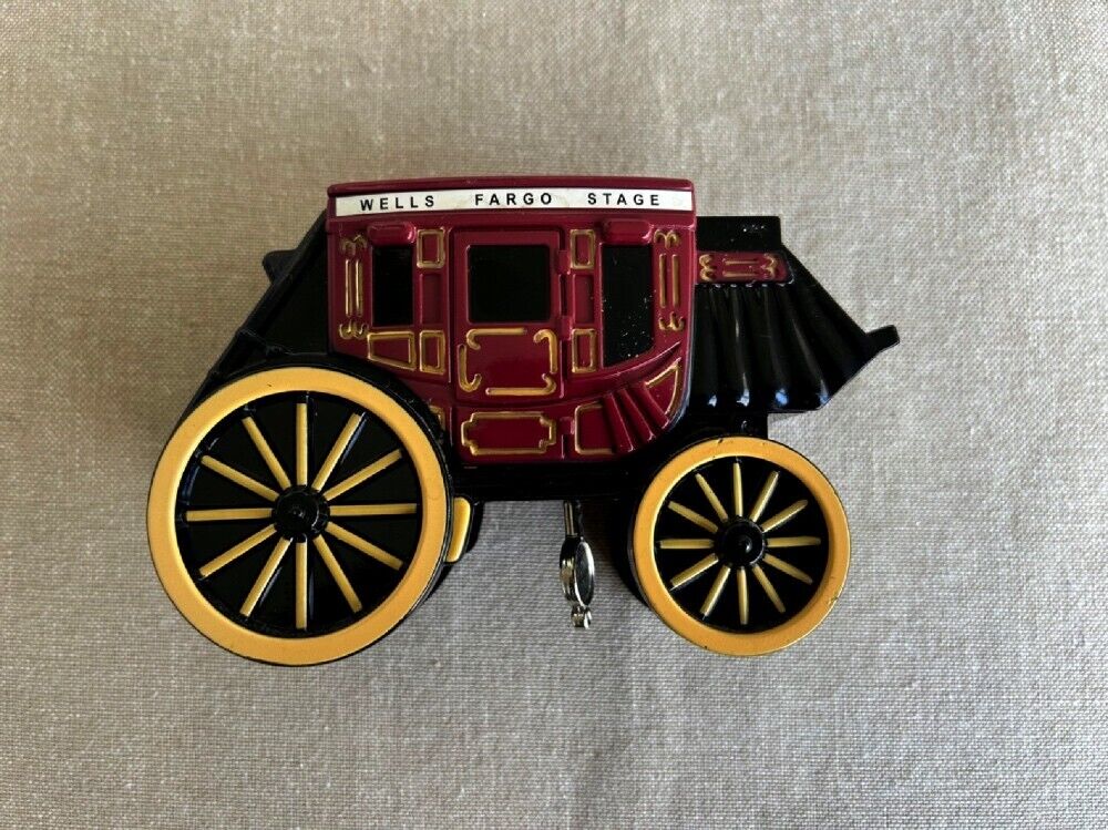 Wells Fargo Heavy Die-Cast Metal Stagecoach Coin Bank Promo With Key