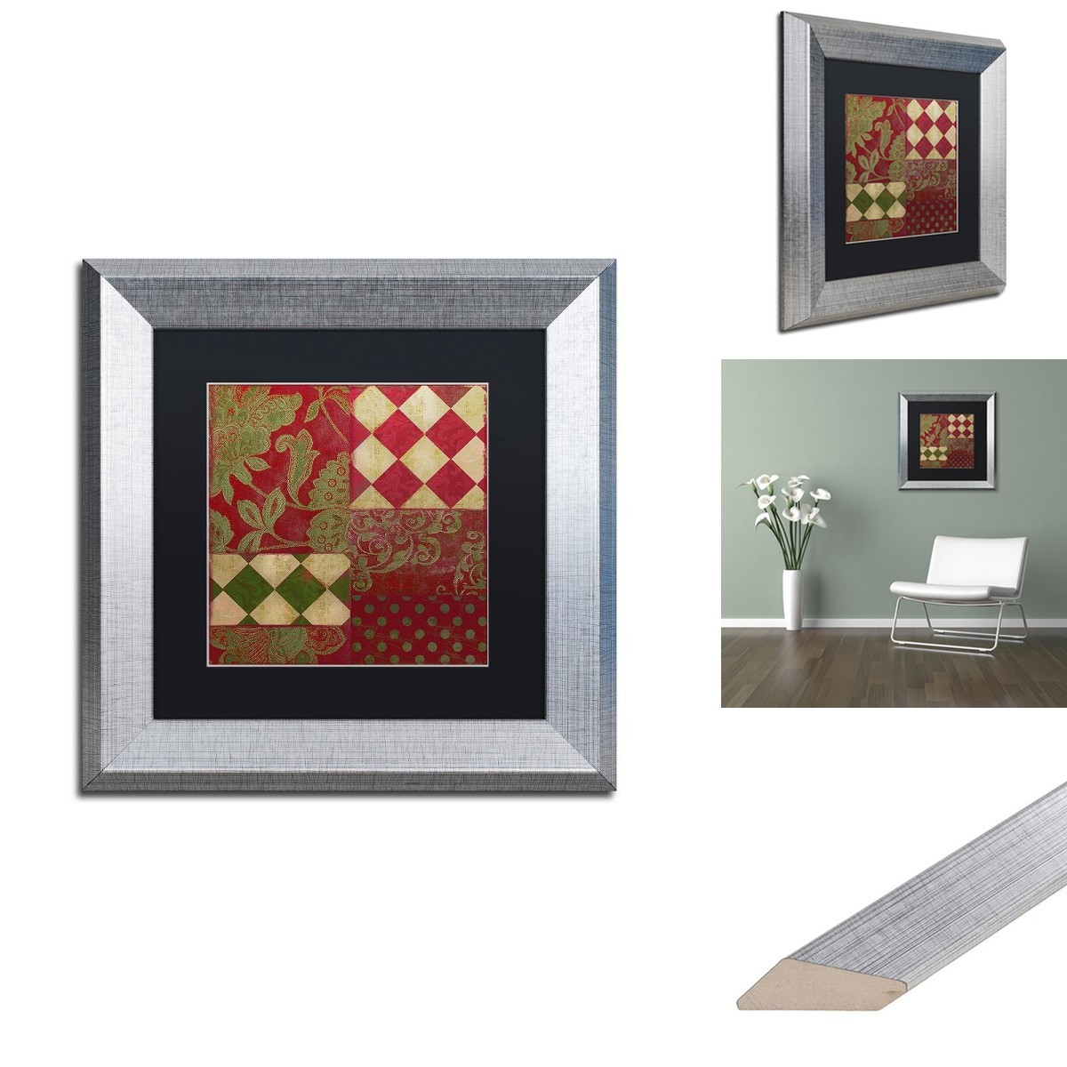 Trademark Fine Art ALI4386-S1111BMF Merry Christmas Patchwork II, 11x11