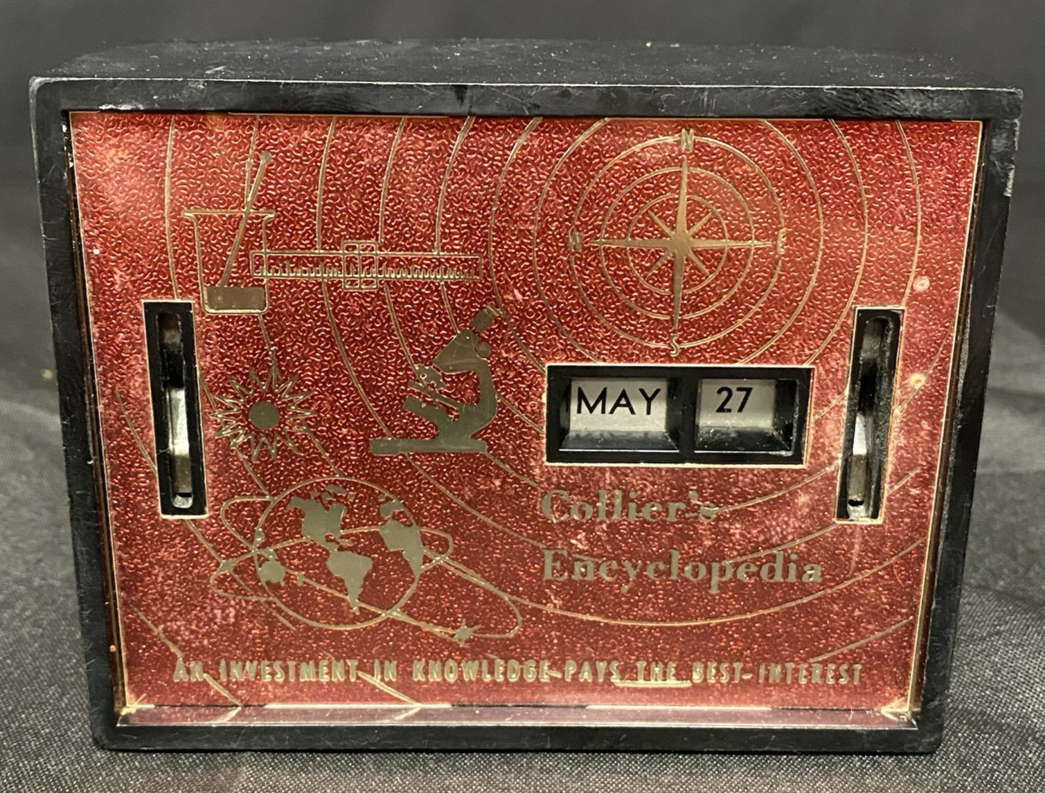 Collier's Encyclopedia Calendar Allcoin Vintage 1960s Coin Bank No Key
