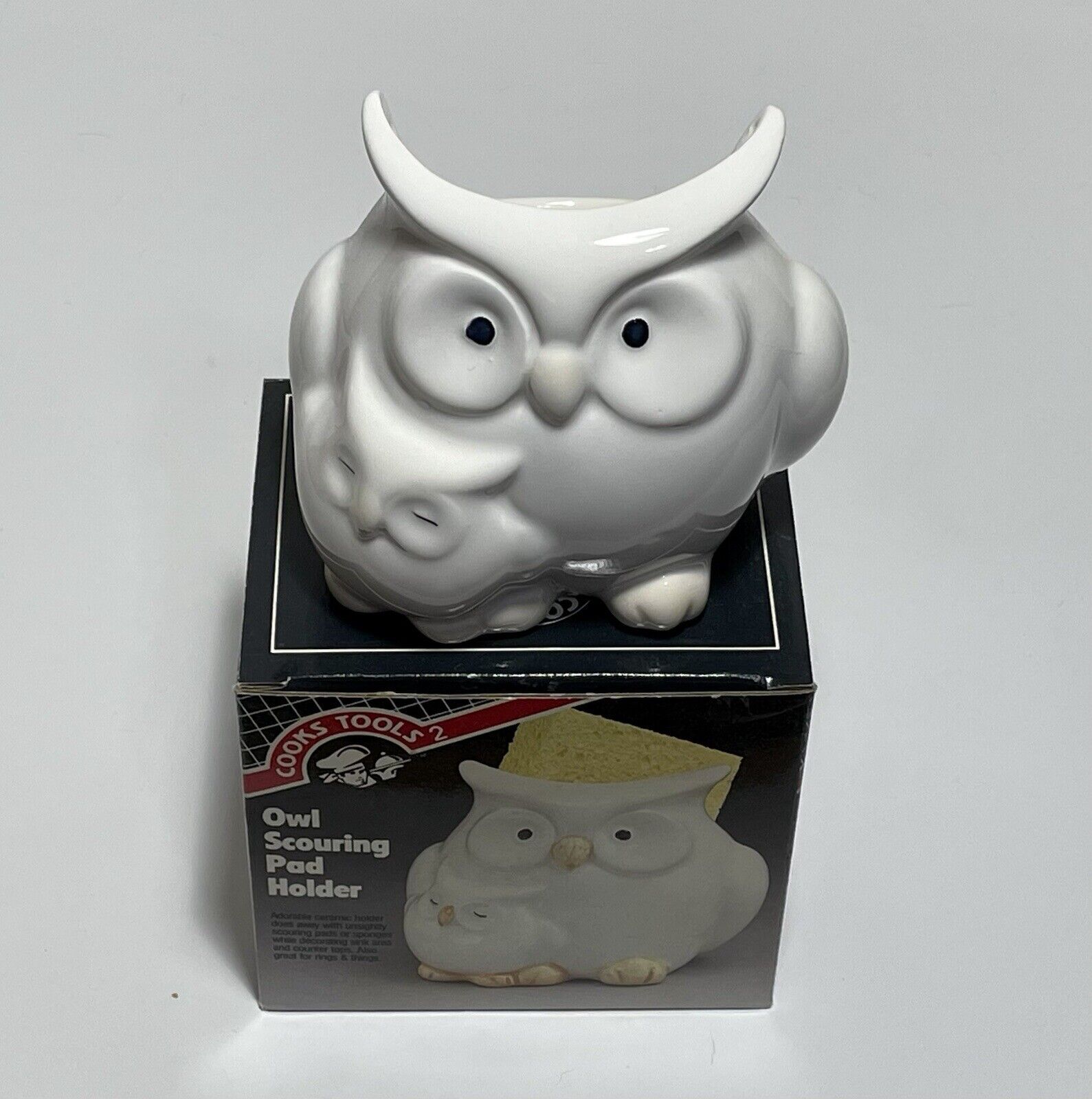 Owl Trinket Dish Scouring Pad Holder 1987 Cooks Tools H&P Mayer Vtg Kitchen