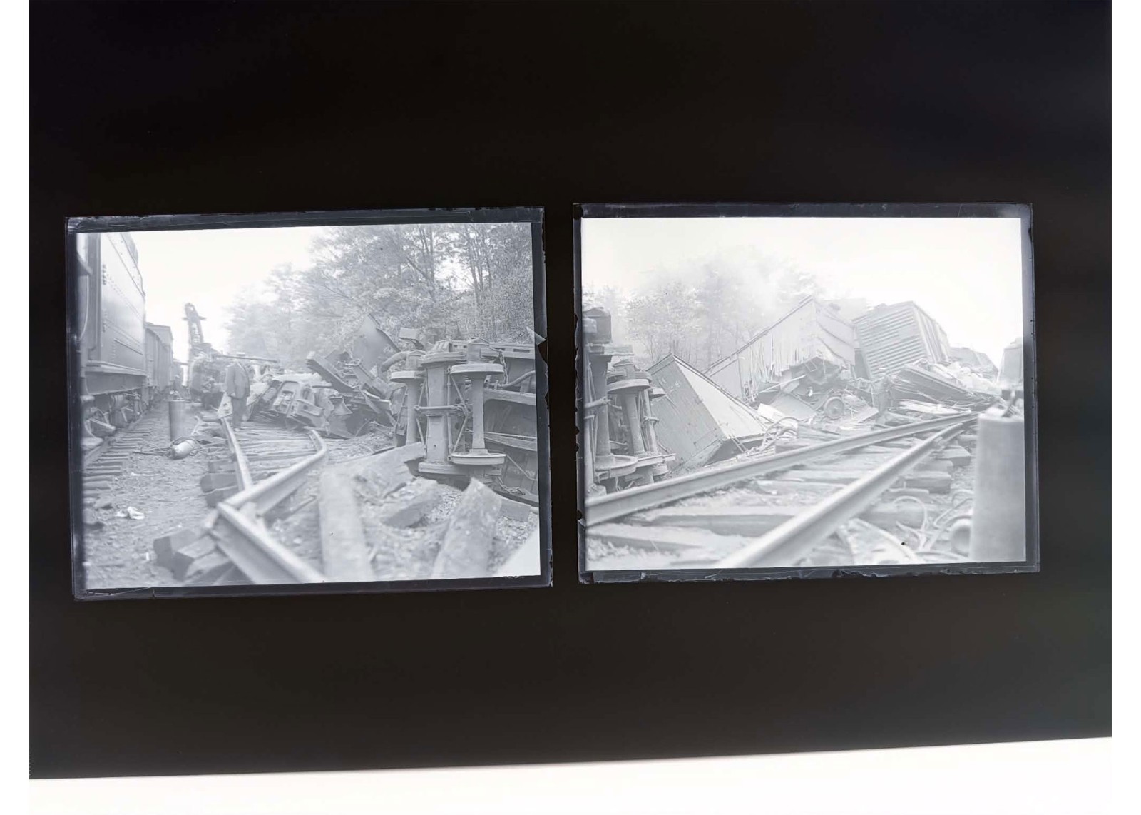 1920s Cape Codder Express Train Wreck New Haven RR Glass Negatives 2 OOAK
