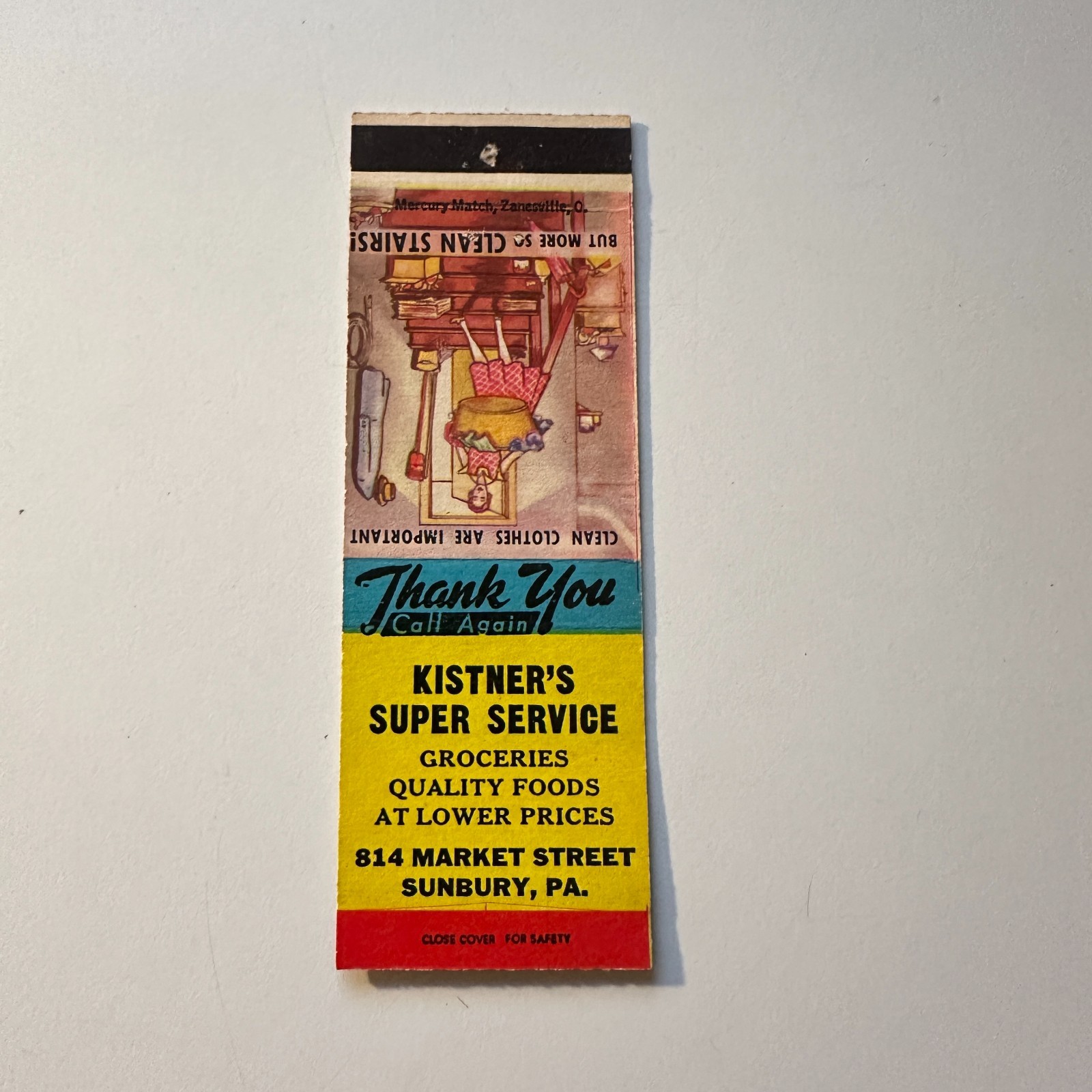Kistner's Super Service Groceries Sunbury PA Vintage Matchbook Cover 5MB126-3-6 Kistner's Super Service Groceries Sunbury PA Vintage Matchbook Cover 5MB126-3-6