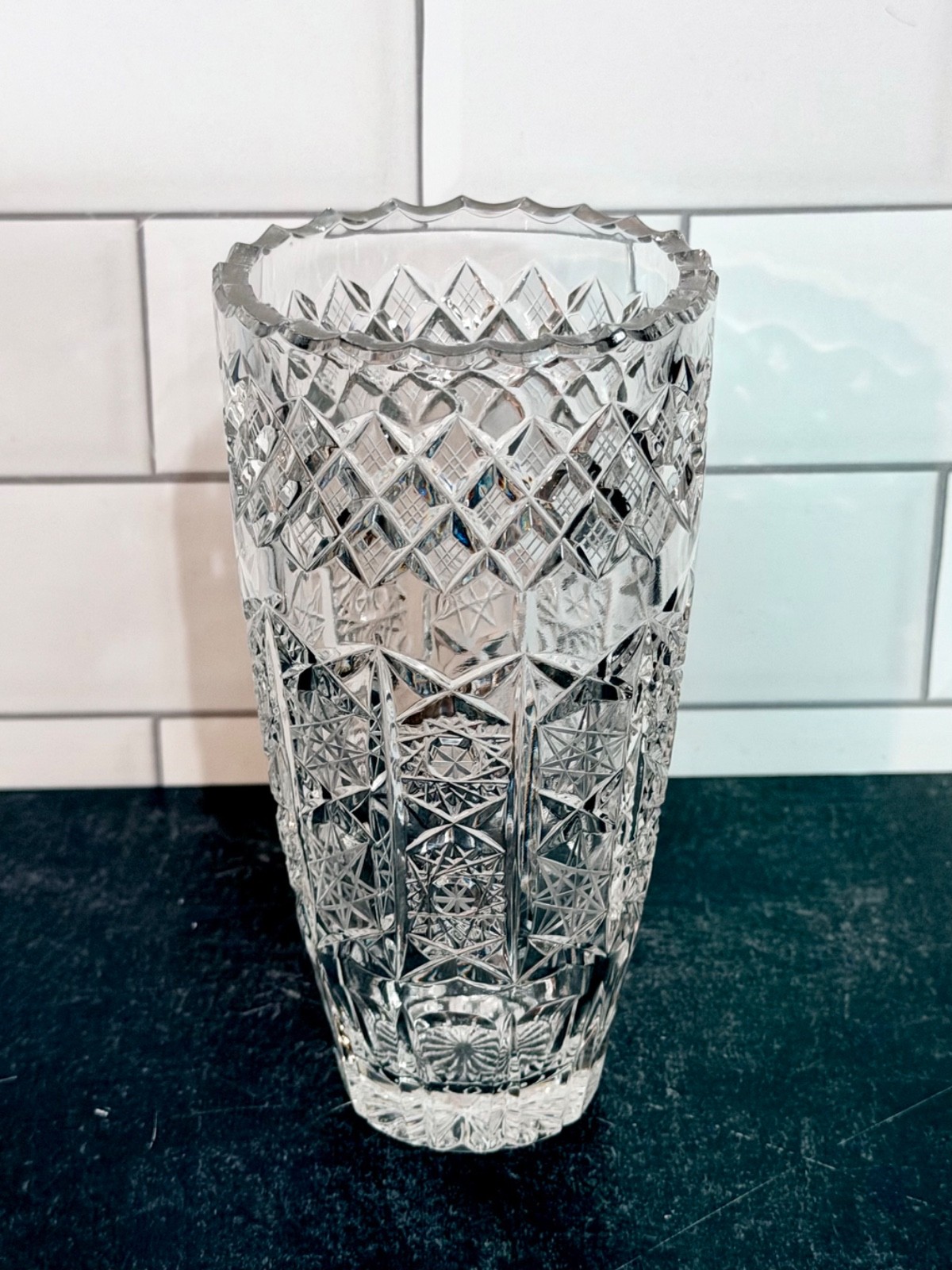 Vintage Queen’s Lace Hand Cut Crystal Vase, 6