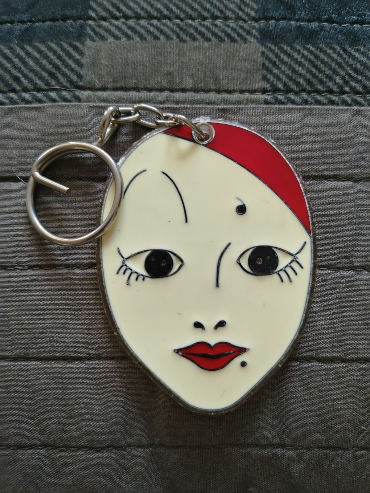VTG 80s Acrylic Keychain New Orleans Memorabilia Pierrot Face