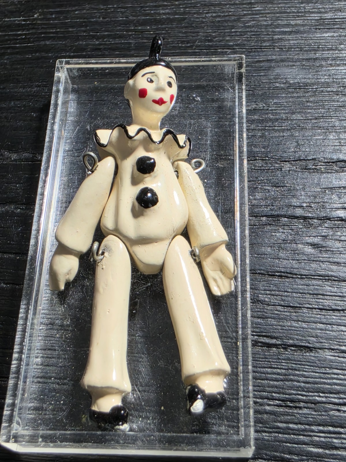 vintage hand-painted miniature articulated Pierrot clown With jointed limbs