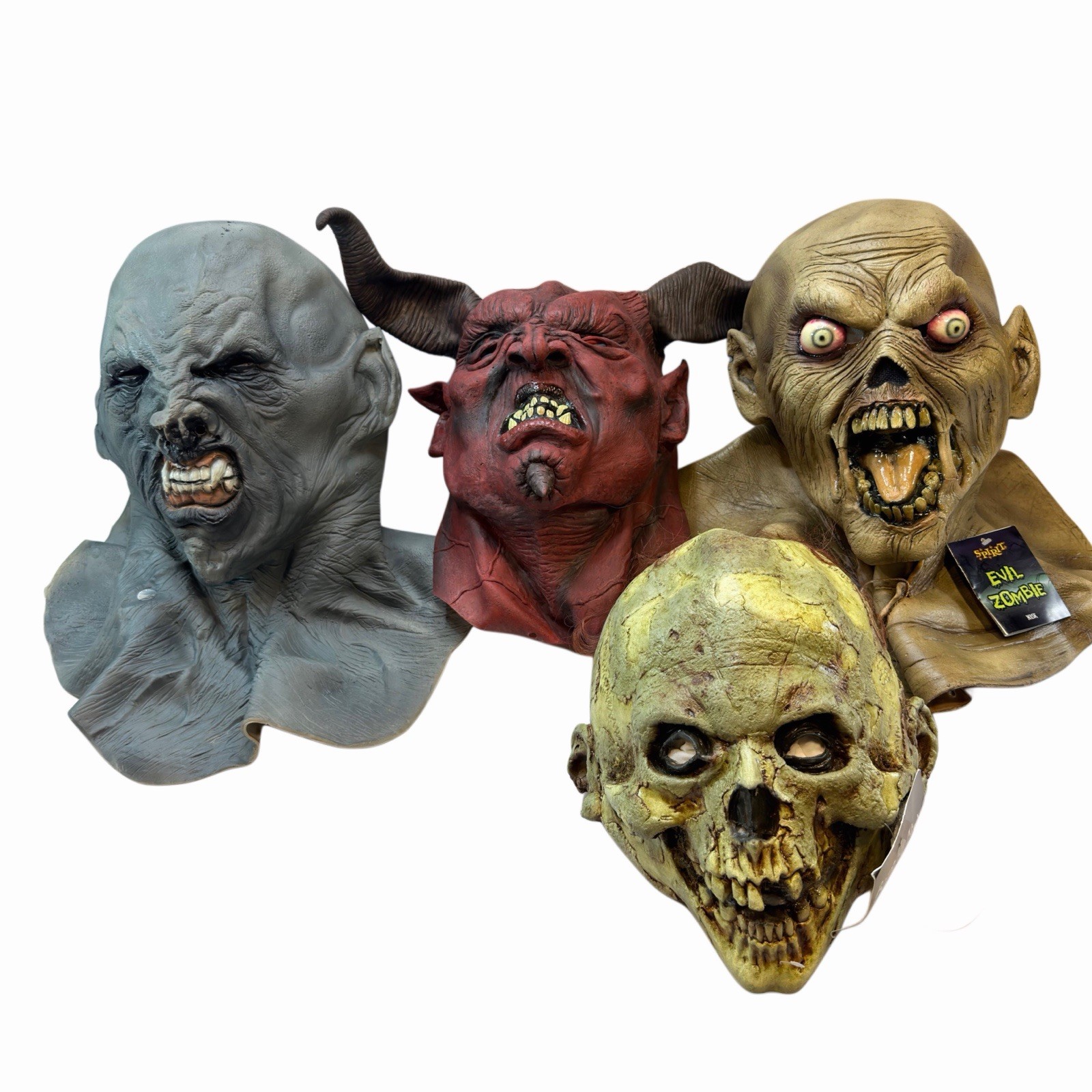 Halloween Mask Lot of 4 Spirit Halloween Ghoulish Productions Orc Devil Skull