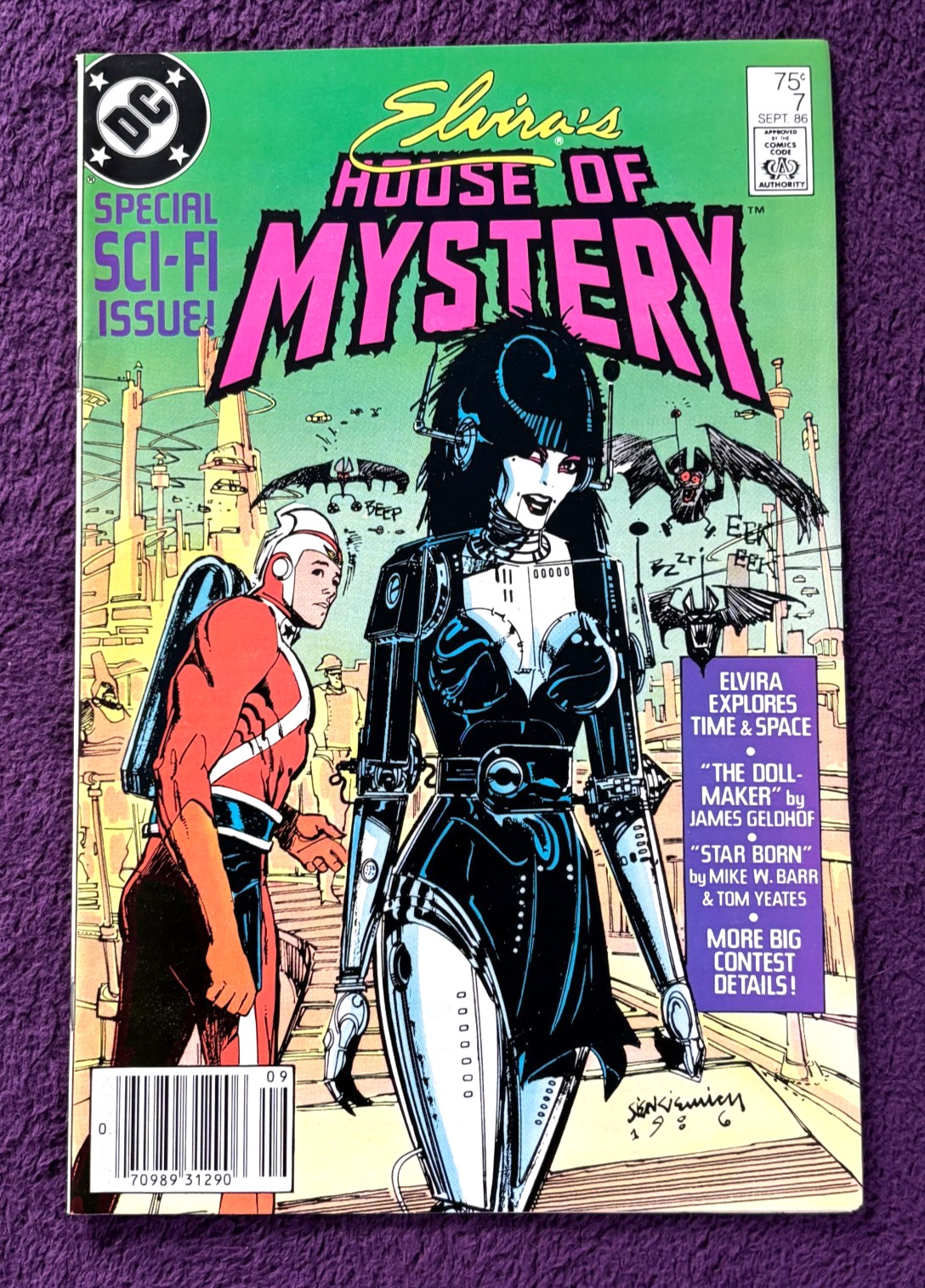 Elvira\'s House of Mystery # 7 (1986 DC) Sci-Fi Issue Bill Sienkiewicz Cover VF+