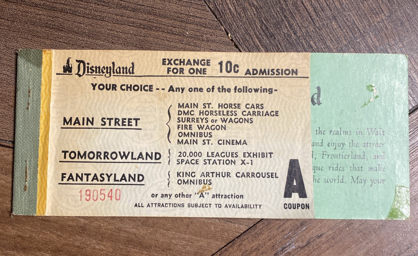 Vintage 1957-1958 Disneyland Junior A Coupon (2) Admission Ticket Book Disney Vintage 1957-1958 Disneyland Junior A Coupon (2) Admission Ticket Book Disney